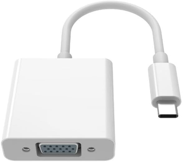 USB C to VGA Adapter, Thunderbolt 3 to VGA Converter, Male to Female HDMI Monitor/Projector Cable for Samsung Galaxy, MacBook, Dell, HP & More Type C Devices - White - Perfect for Office Presentations, Home Theater & Multi-Monitor Setup