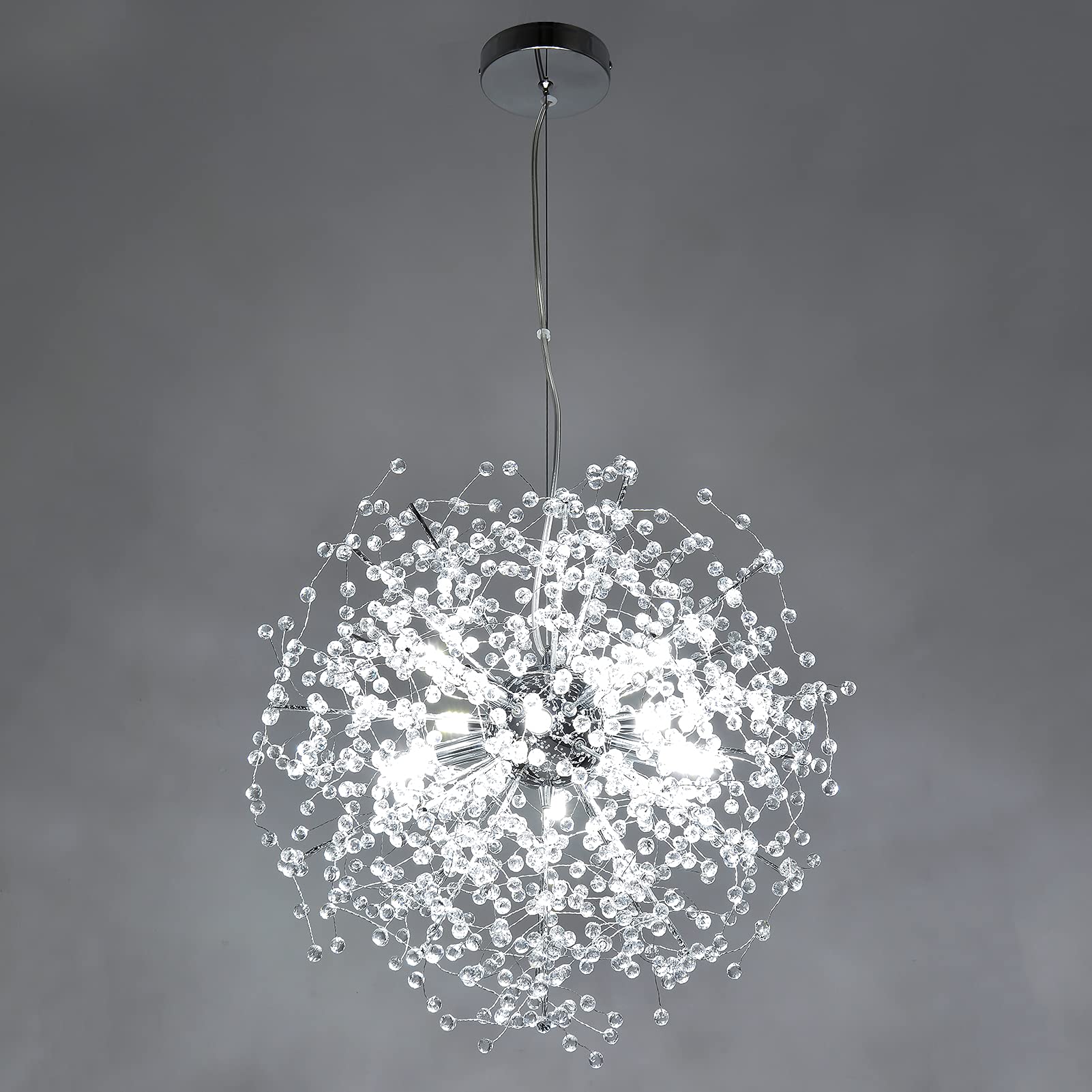 Modern Crystal Chandelier - Sputnik Firework LED Pendant Light Fixture for Bedroom, Kitchen Island, Dining Room & Hallway | Elegant Ceiling Lighting for Home Decor & Entryway