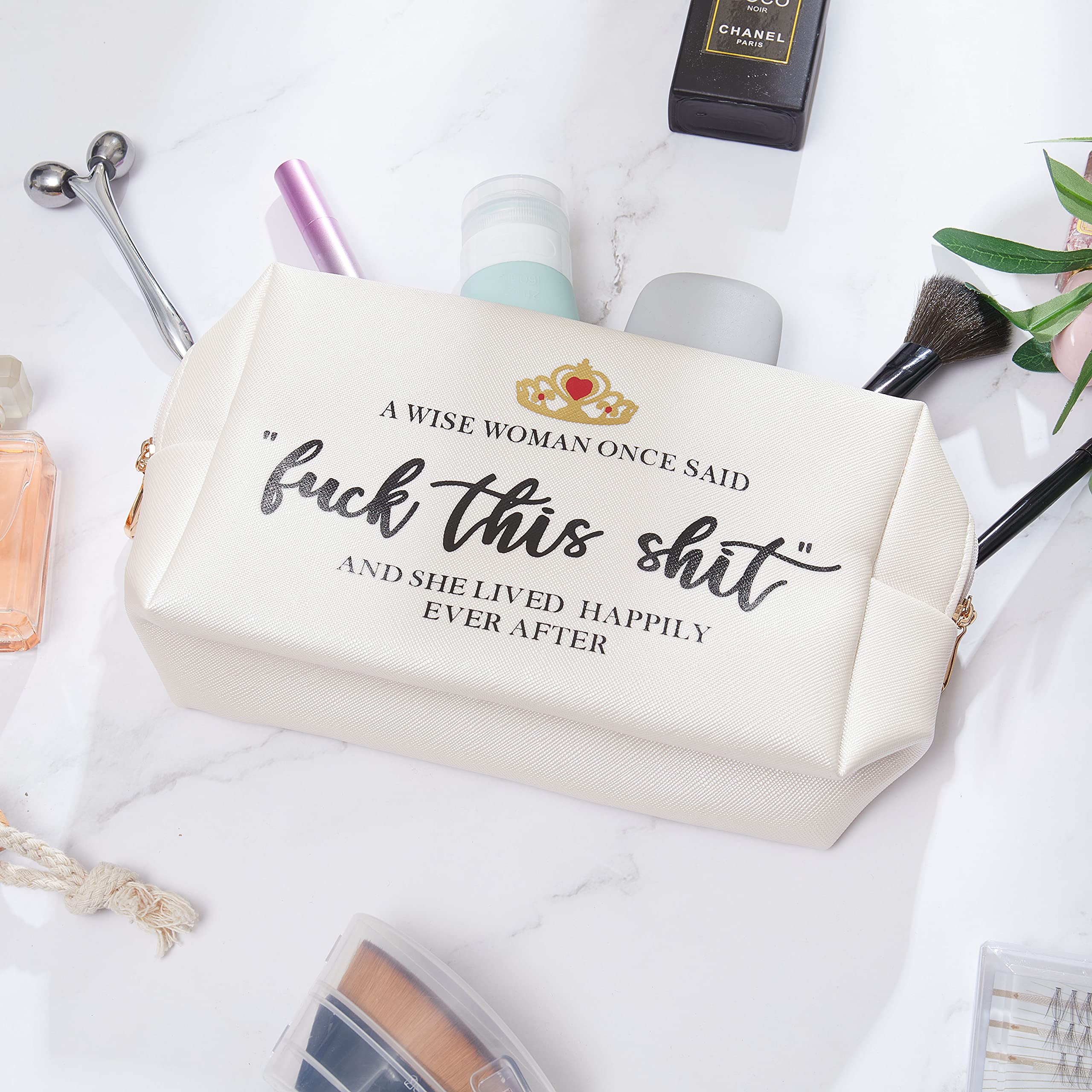 Elegant Leather Makeup Bag - Perfect Birthday, Mother's Day & Retirement Gift for Women, Mom, Wife, Sister, Nurse, Teacher & Best Friend | Funny & Unique Coworker Leaving Gift | Great for Travel, Daily Use & Special Occasions