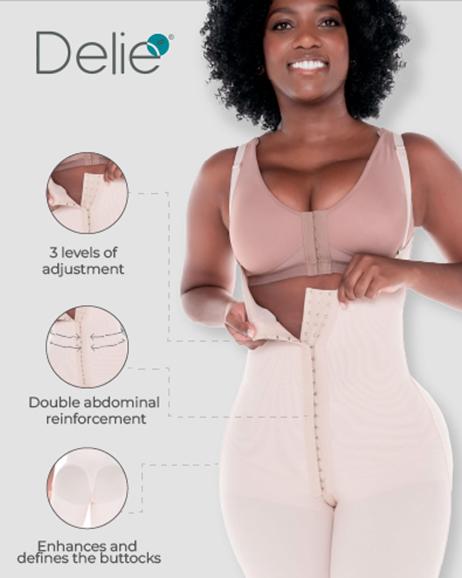 D'PRADA DELIÉ 047 Women's High Compression Shapewear - Colombian Faja for Tummy Control & Abdomen Slimming | Perfect for Postpartum, Weight Loss & Everyday Body Shaping