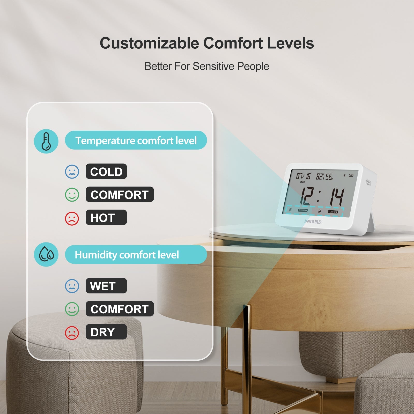 Bluetooth Hygrometer Thermometer ITH 21 B - Wireless Temperature & Humidity Monitor for Home, Greenhouse, Wine Cellar & Baby Room