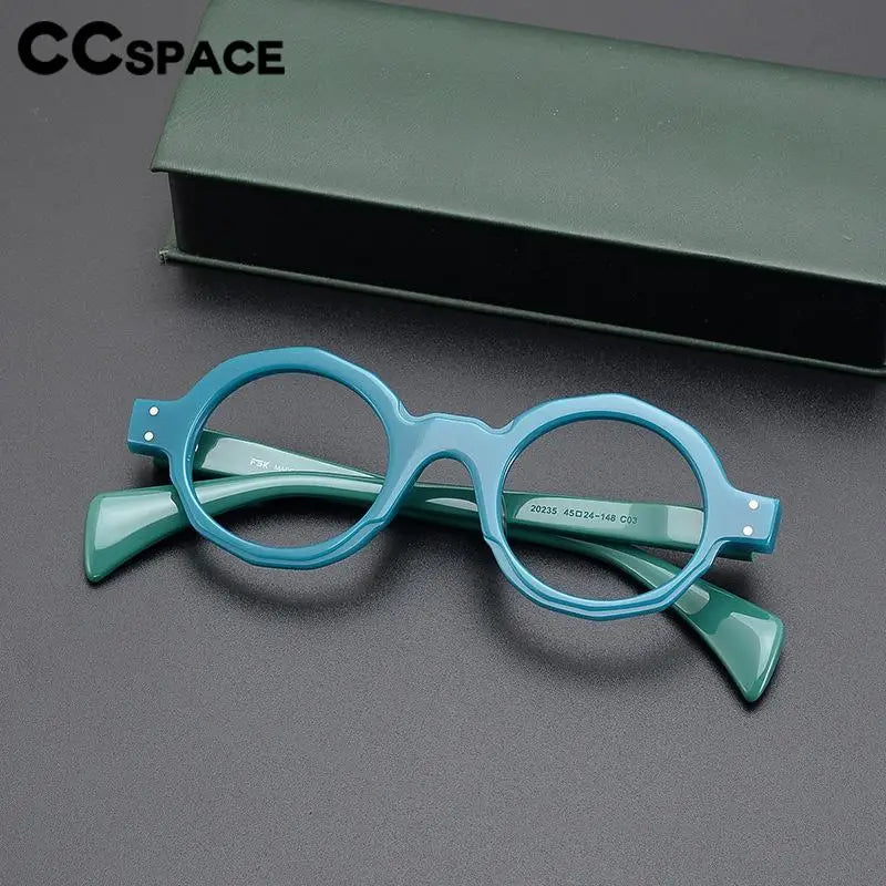 CCspace Unisex Full Rim Large Round Acetate Eyeglasses 57333 - Stylish & Lightweight Glasses for Men & Women - Perfect for Reading, Driving & Fashion Accessories