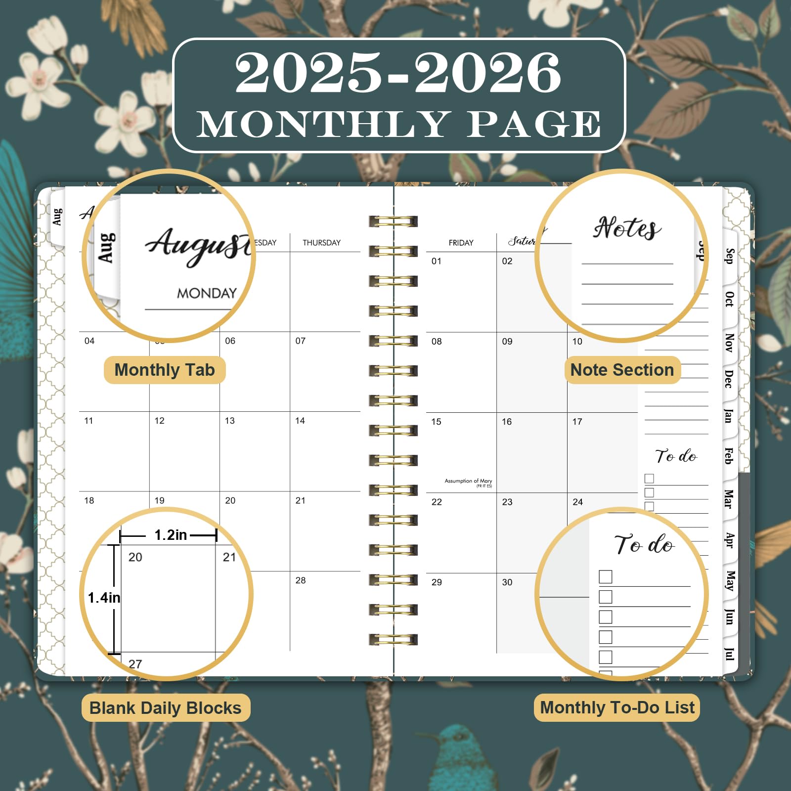 2025-2026 Academic Planner - A5 Weekly Diary from August 2025 to July 2026 with Twin-Wire Binding, Hard Cover & Elastic Closure (21.5x15.5x1.5cm) - Perfect for Students, Teachers & Office Professionals
