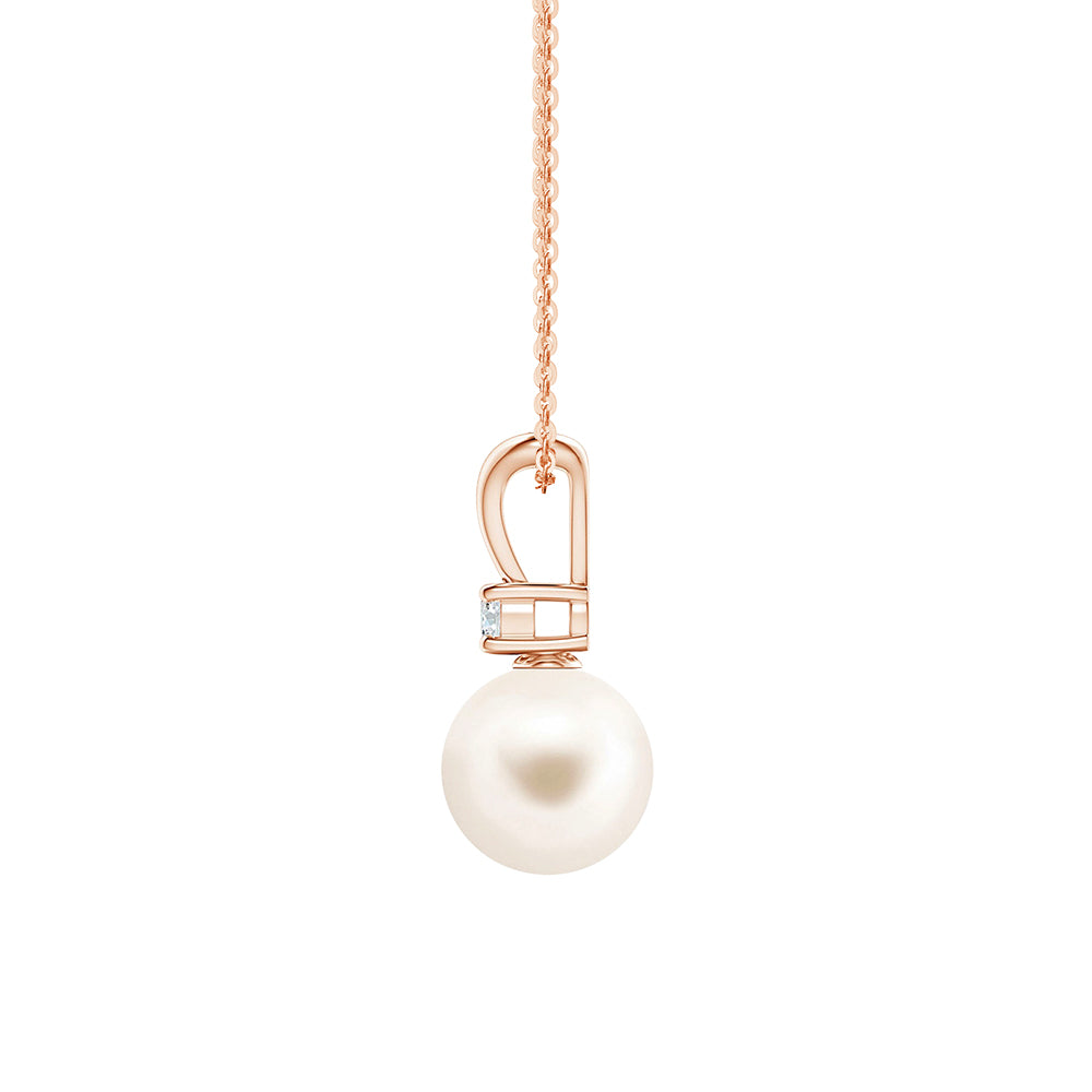 8mm Freshwater Cultured Pearl V-Bale Pendant Necklace - Elegant Jewelry Gift for Women, Perfect for Weddings, Parties & Special Occasions