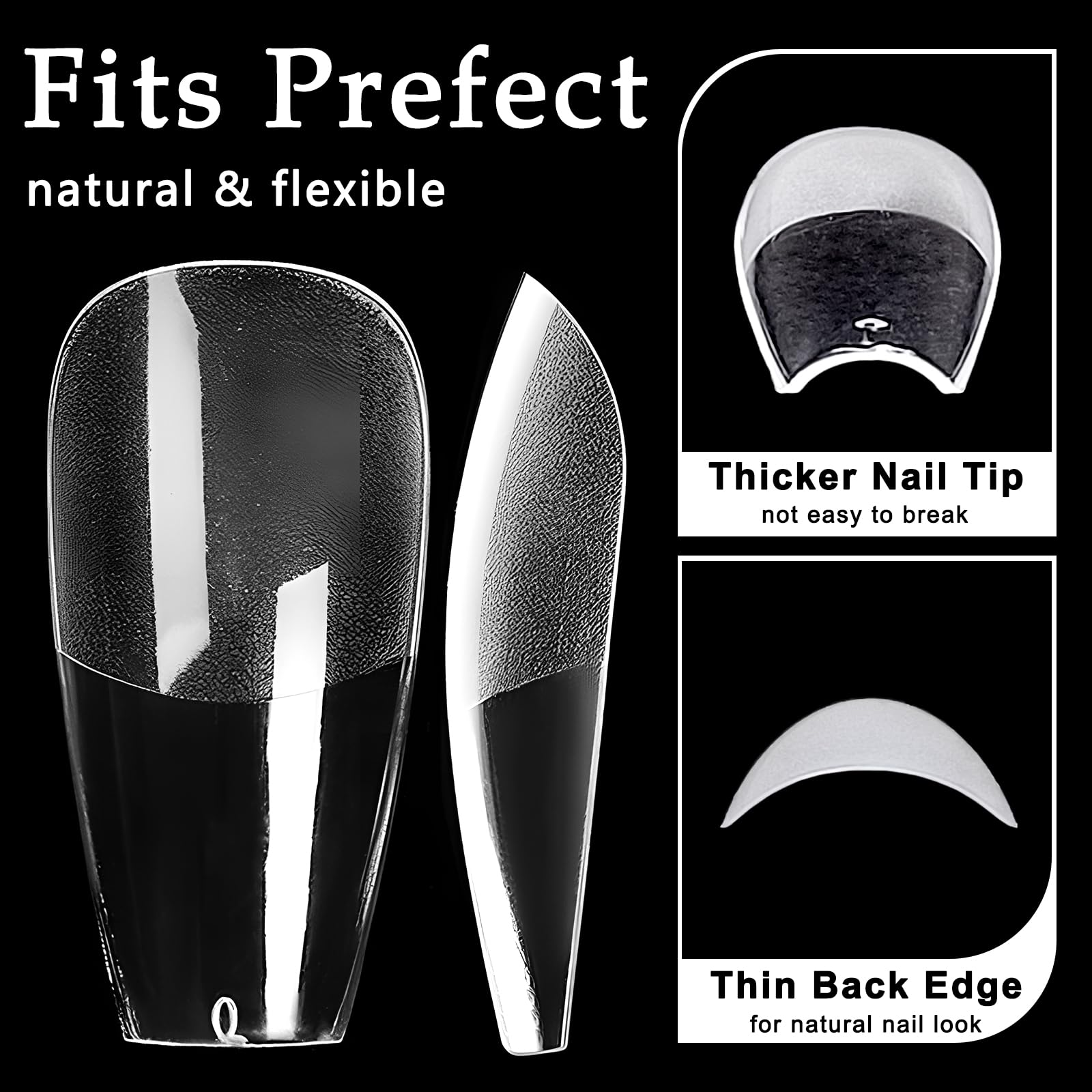 AddFavor 600pcs Clear Coffin Nail Tips - Medium Soft Gel Ballerina Full Cover Acrylic Fake Nails for Extension, Manicure Salon & Home DIY - Perfect for Parties, Weddings & Everyday Nail Art