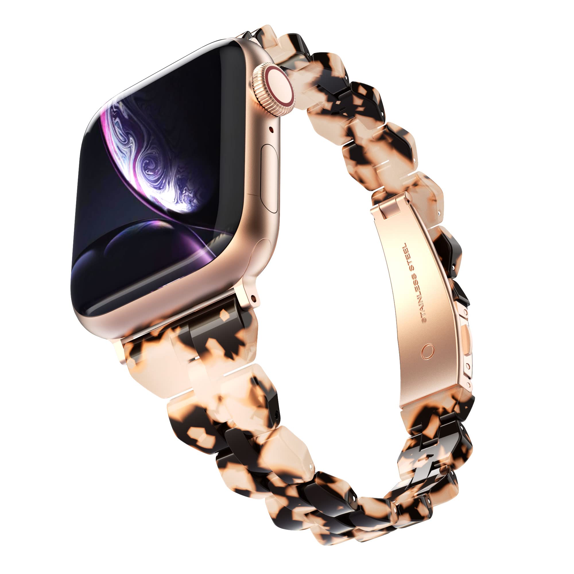BaiHui Slim Resin Watch Band Compatible with Apple Watch 38mm 40mm 41mm 42mm 44mm 45mm - Lightweight Fashion Wrist Strap for Women, Perfect for Series 8/7/6/SE/5/4/3/2/1 - Ideal for Workouts, Office Wear & Everyday Use