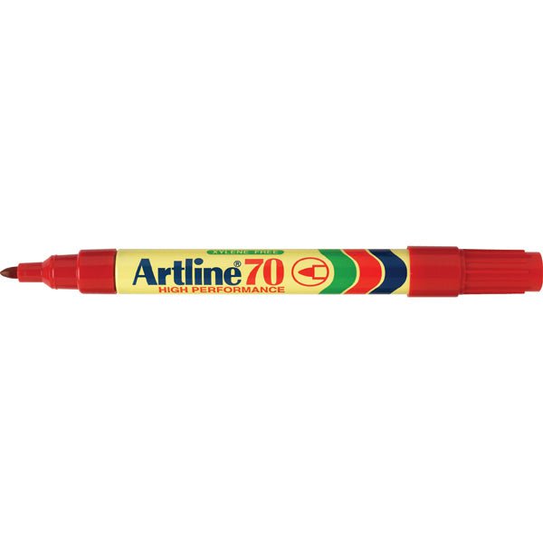 Artline 70 Permanent Marker Bullet Tip Red - 12 Pack - Waterproof & Fade-Resistant Ink for Office, School & Craft Projects