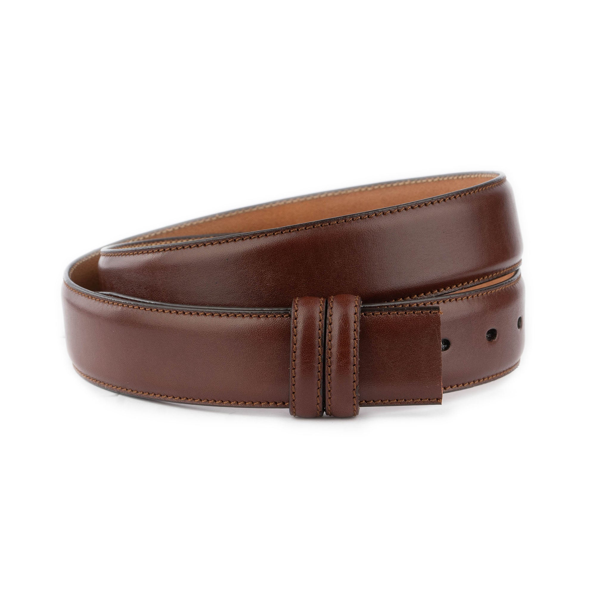 Genuine Leather Brown Men's Belt - 1 3/8 Inch Adjustable Strap for Dunhill Buckles | Classic Dress Belt for Office, Business & Formal Occasions