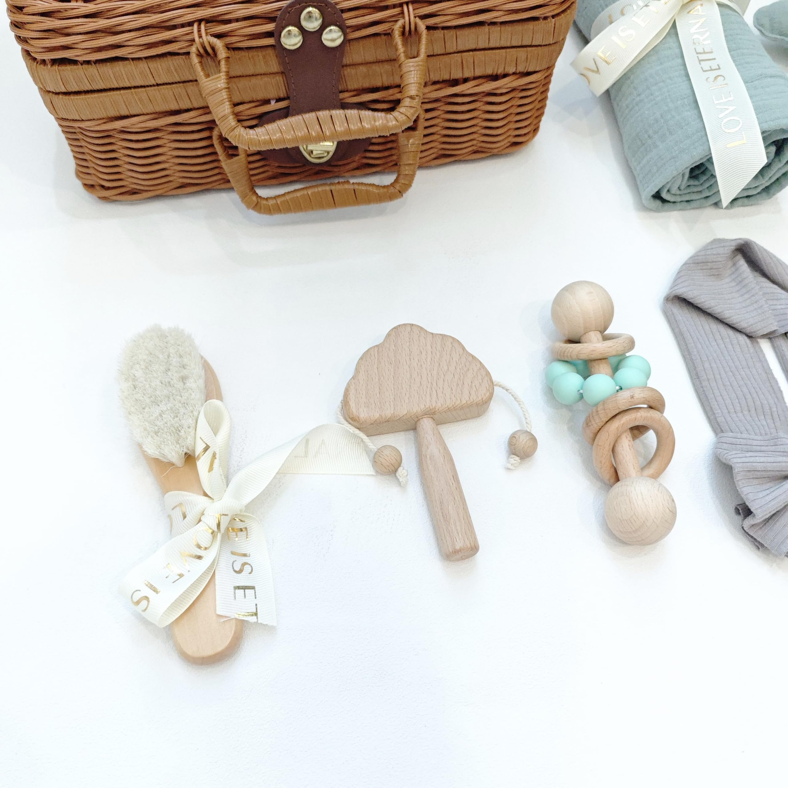 8-in-1 Premium Baby Gift Set for Newborns - Soft Star Security Blanket, Cotton Swaddle, Baby Rattle & Wooden Milestone Cards (Blue) - Perfect Baby Shower Gift for Boys & Girls, Newborn Essentials & First Birthday Present