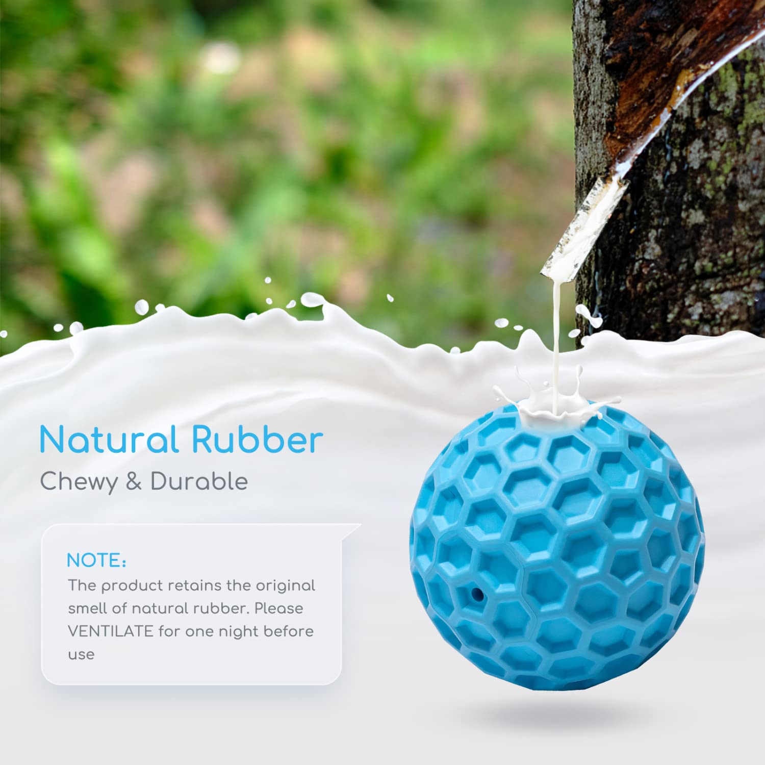 **Nobleza Squeaky Dog Ball – Durable, Bouncy, Floatable Chew Toy for Teeth Cleaning – Natural Rubber Interactive Dog Toy for Puppies & Small Dogs (2.15 Inch, Blue) – Perfect for Fetch, Water Play & Indoor Fun**