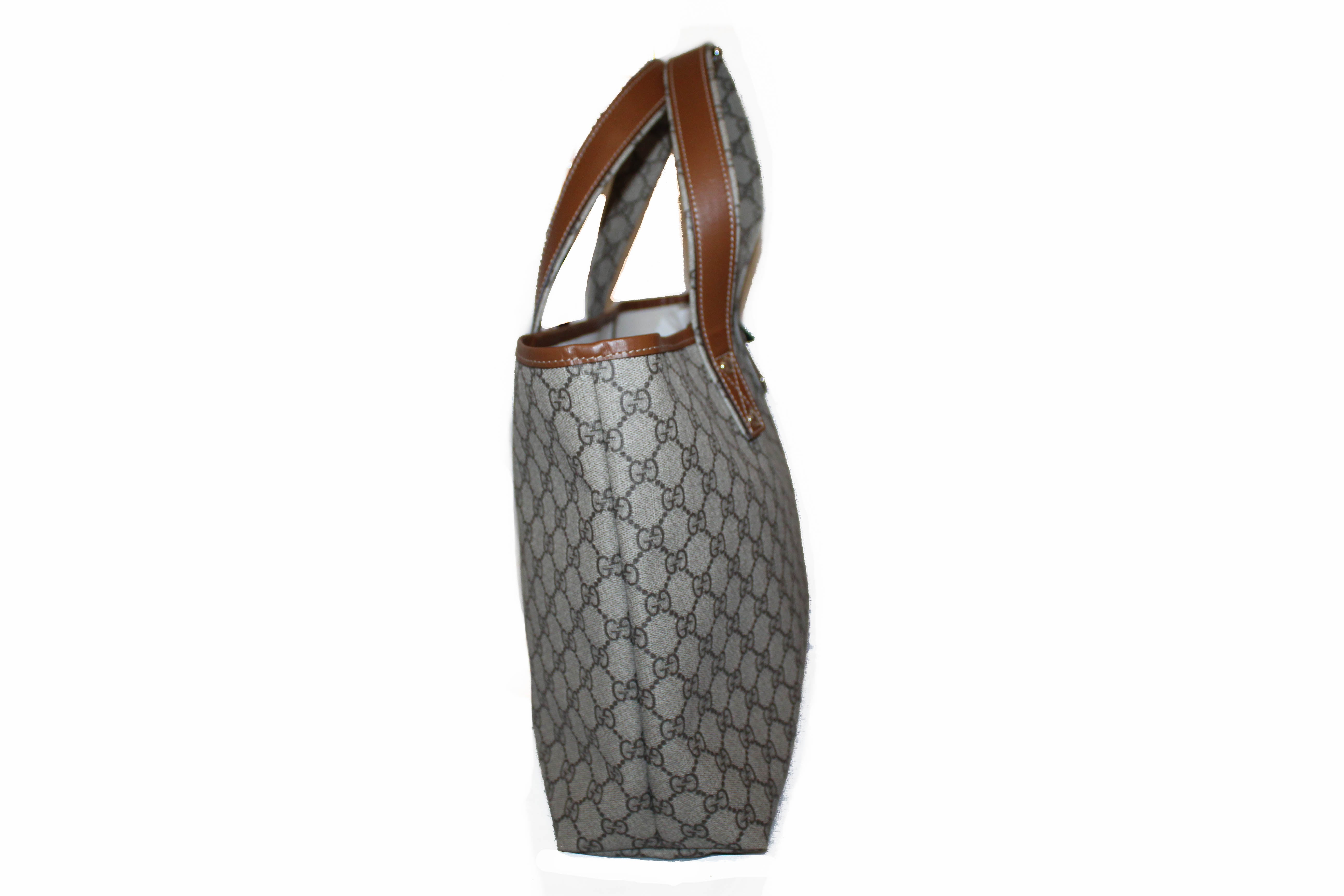 Authentic Gucci Brown Supreme Canvas Large Tote Shoulder Bag 211134 | Luxury Designer Handbag for Women | Perfect for Work, Travel & Everyday Use