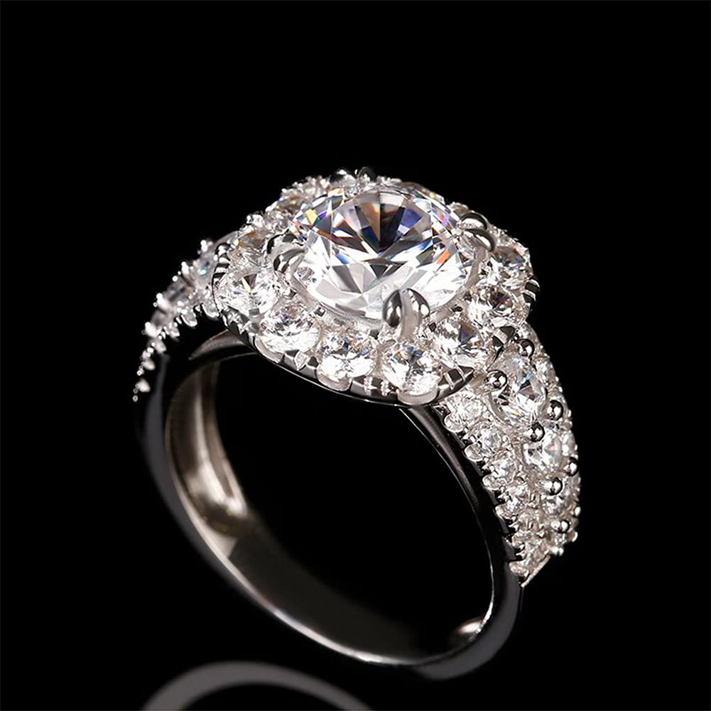 Jeulia 3.5 Carat Halo Round Cut Engagement Ring - 925 Sterling Silver CZ Solitaire Wedding Band for Women, Anniversary Promise Ring with Jewelry Gift Box - Perfect for Proposals, Weddings & Romantic Gifts
