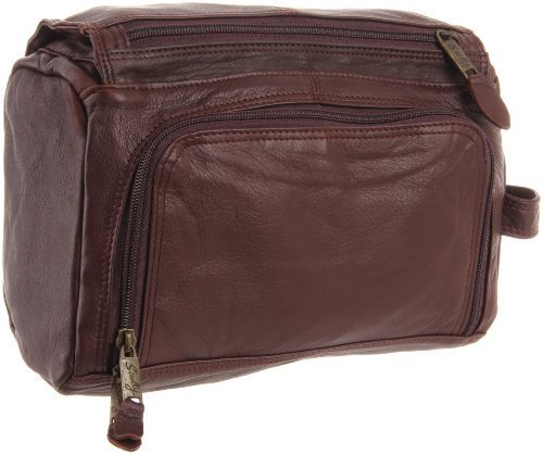 Scully 151-11-25 Premium Leather Travel Kit for Men & Women - Brown One Size Organizer for Toiletries, Cosmetics & Essentials - Perfect for Vacation, Business Trips & Daily Use