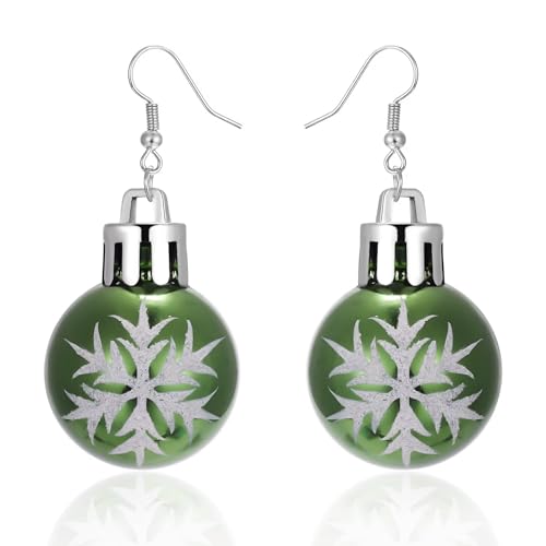 D9:Green Snowflake Ball Earrings