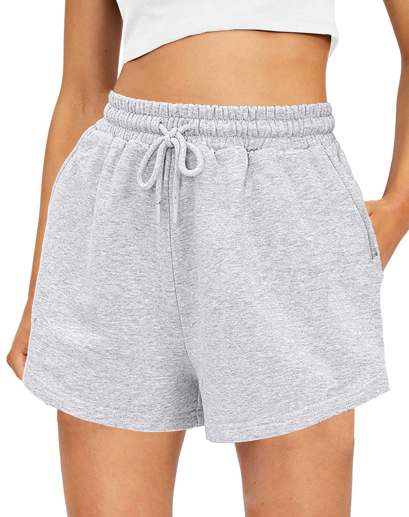 Women's High Waisted Sweat Shorts - Comfy Lounge Running Gym Shorts with Pockets for Summer & Casual Wear | Perfect for Workouts, Yoga, Travel & Everyday Comfort