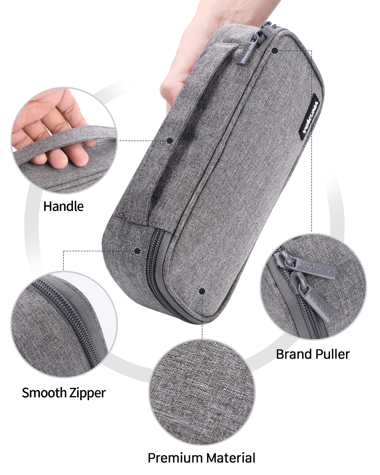 YOKUMA Large Capacity Pencil Case with Zipper - Aesthetic School Supplies for College Students, Teens & Adults | Perfect for Back to School, Travel Essentials & Electronic Cable Organization