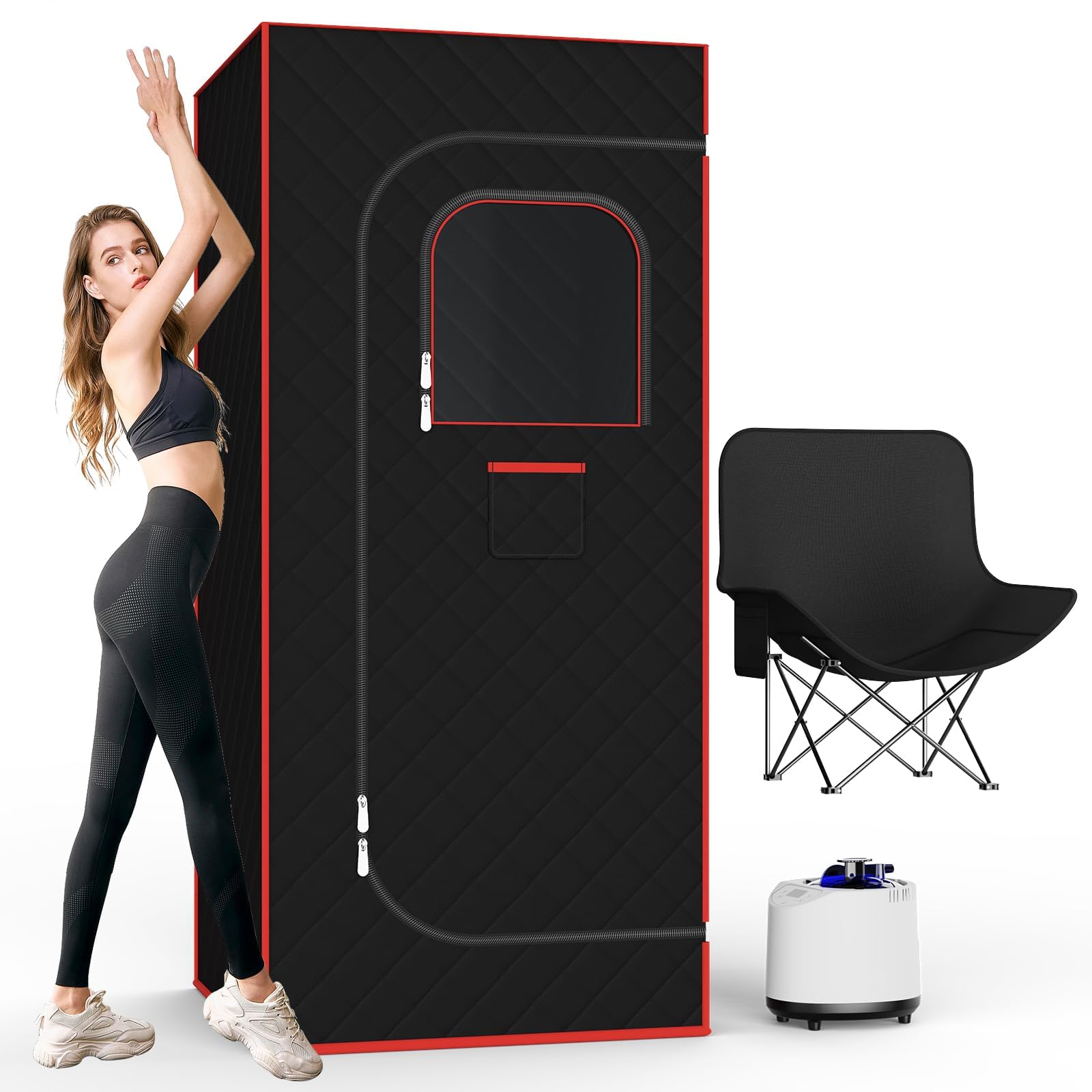 Portable Home Sauna with 3L 1200W Steam Generator - 15 Adjustment Modes, Remote Control & 99-Minute Timer - Includes Chair for Relaxation & Detox - Perfect for Home Spa, Stress Relief & Muscle Recovery