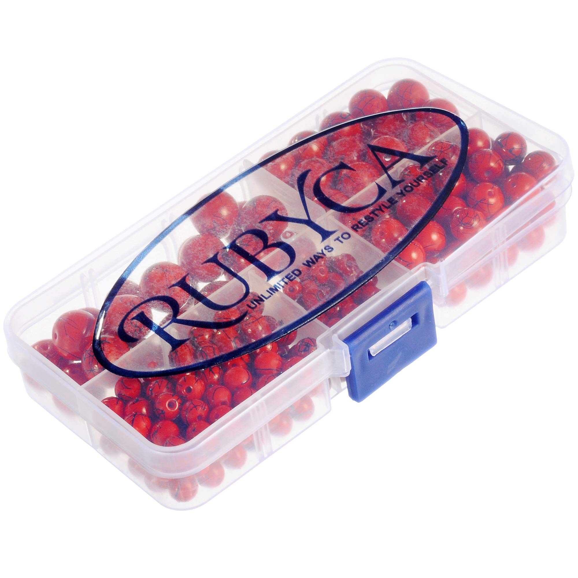 300pcs Mixed Size Glass Beads for DIY Jewelry Making - Opaque Red & Black Paint Splatter Design - Perfect for Bracelets, Necklaces, Earrings & Craft Projects