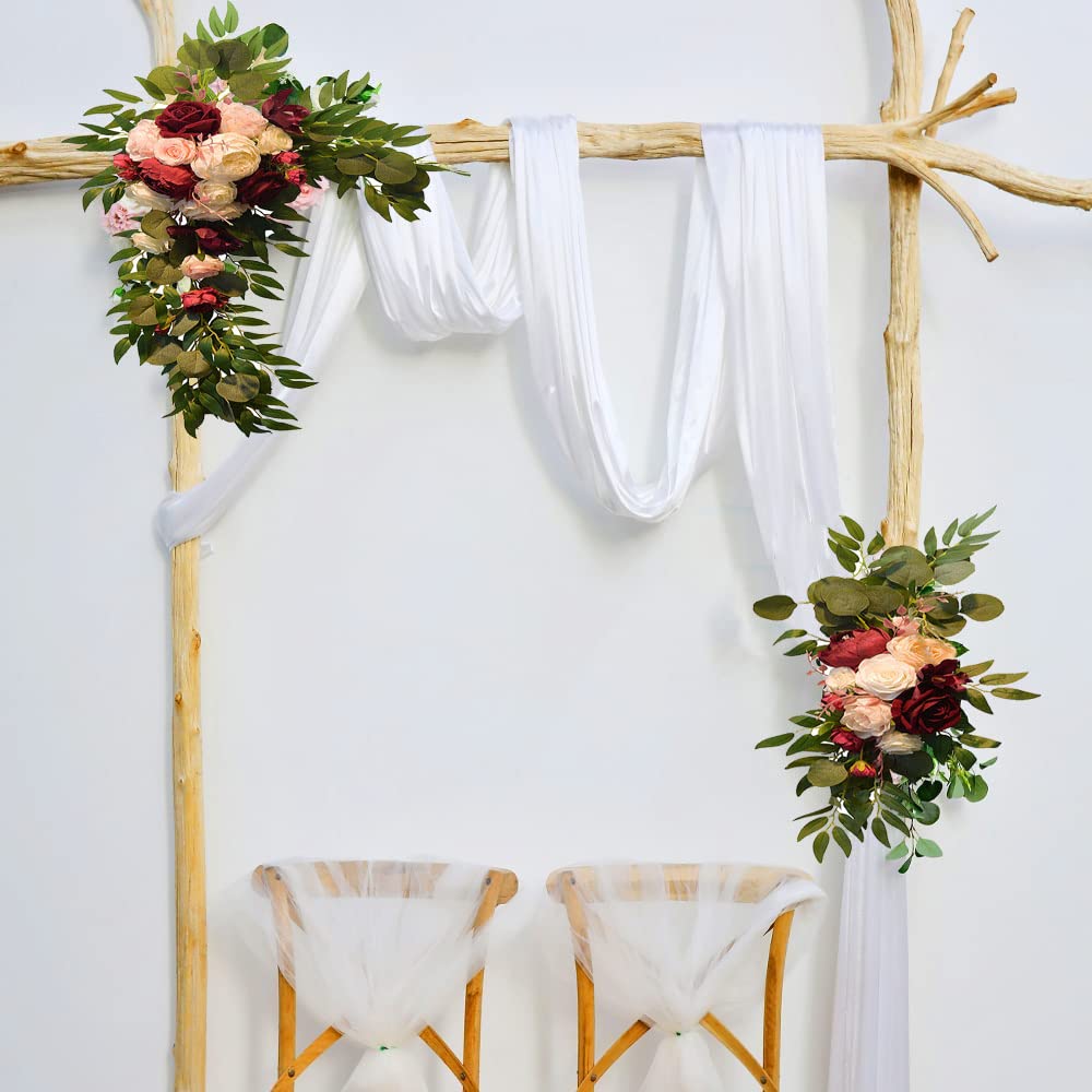 2 Pack Artificial Rose and Peony Flower Swag - Wedding Arch Floral Decor with Green Leaves, Perfect for Wedding Arches, Walls, and Table Centerpieces - Elegant Home and Event Decoration