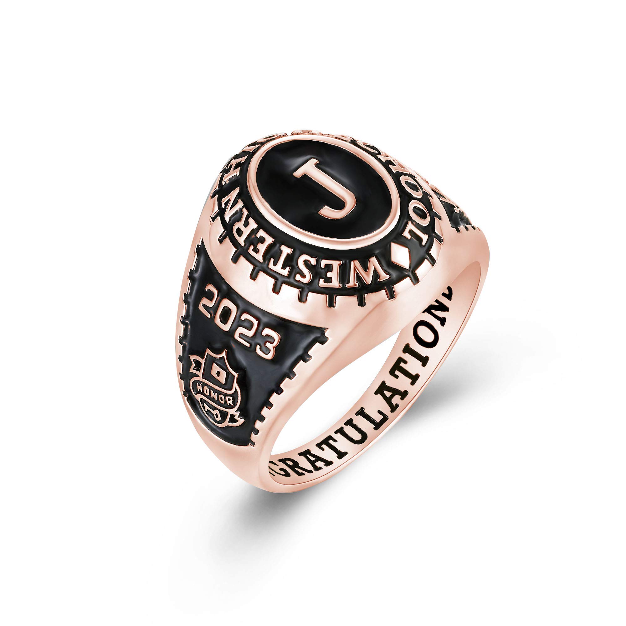 Premium Custom Class Rings for Men – 925 Sterling Silver & 10KT Gold High School College Graduation Rings – Personalized Initial Collection – Authentic USA-Made PJM Mementos – Perfect Graduation Gifts for Him, Senior Year Memories & Alumni Pride