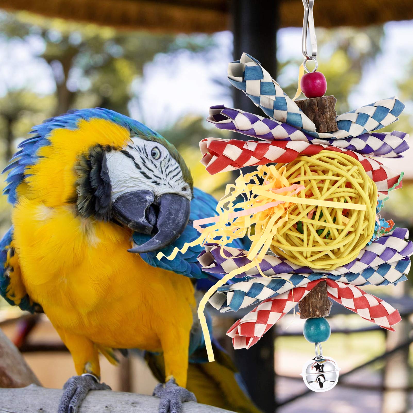 Balacoo Parrot Chew Toy - Durable Bird Biting & Play Toy for Parrots, Cockatiels, Macaws - Fun Chewing & Nibbling Enrichment for Pet Birds - Perfect for Cage Play, Training & Mental Stimulation