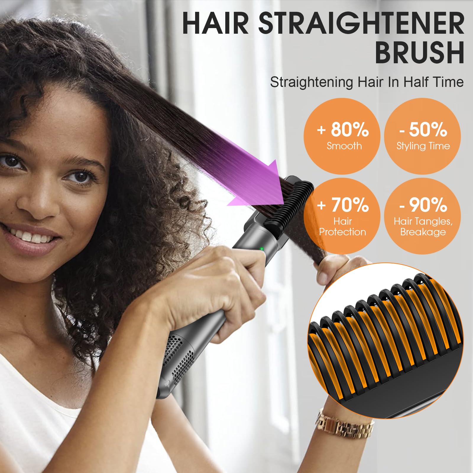AOMEES Professional 6-in-1 Hot Air Styler & Hair Dryer Brush - Ionic Hair Dryer, Volumizer, Straightener & Curler for Heat-Free Styling | Salon Quality Blowout at Home for Smooth, Shiny Hair