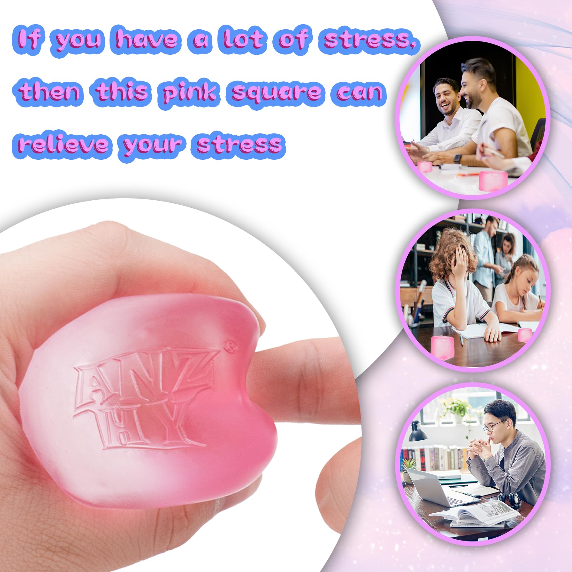 Stress Relief Cube for Kids & Adults - Gel Filled Squishy Fidget Toys for Anxiety, Calming Sensory Toys for Students - High Density Squeeze Ball for Focus & Relaxation - Perfect for Office, Classroom, and Home Use