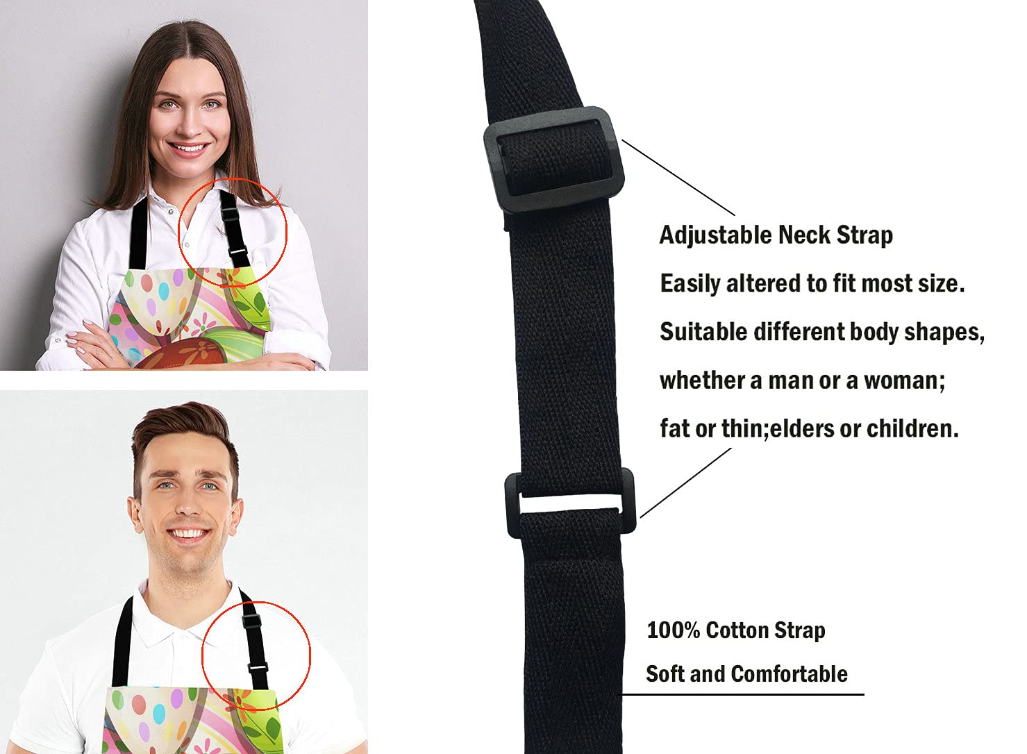 Colorful Easter Eggs Adjustable Apron for Men & Women - Perfect for Cooking, Baking, BBQ, and Kitchen Use - Ideal Easter Gift for Chefs, Waitresses & Home Cooks