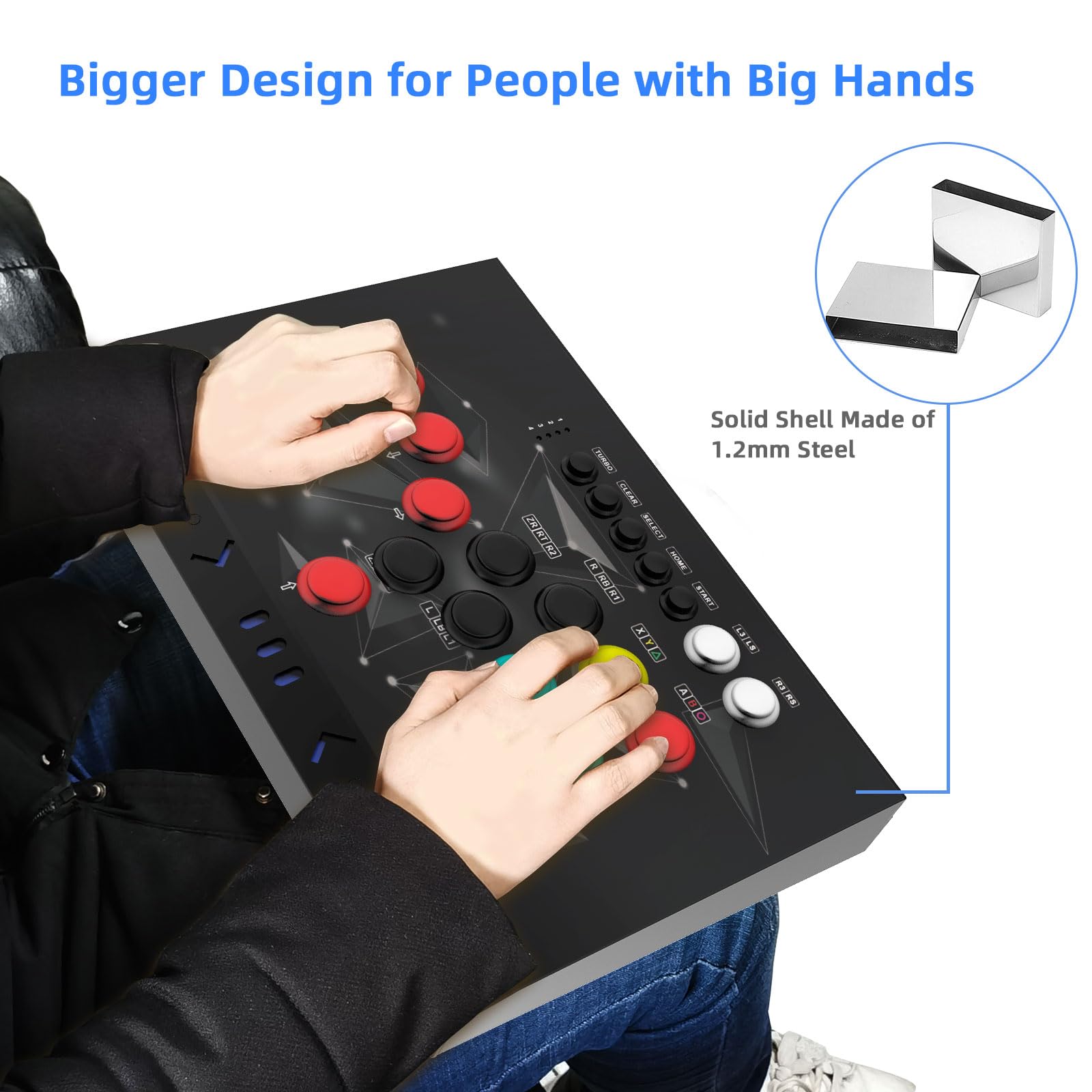 DOYO Arcade Fight Stick - Durable Iron Joystick for PC, PS3, Switch, NEOGEO Mini, Android & Raspberry Pi | Perfect for Home Gaming & Fighting Tournaments (Black)