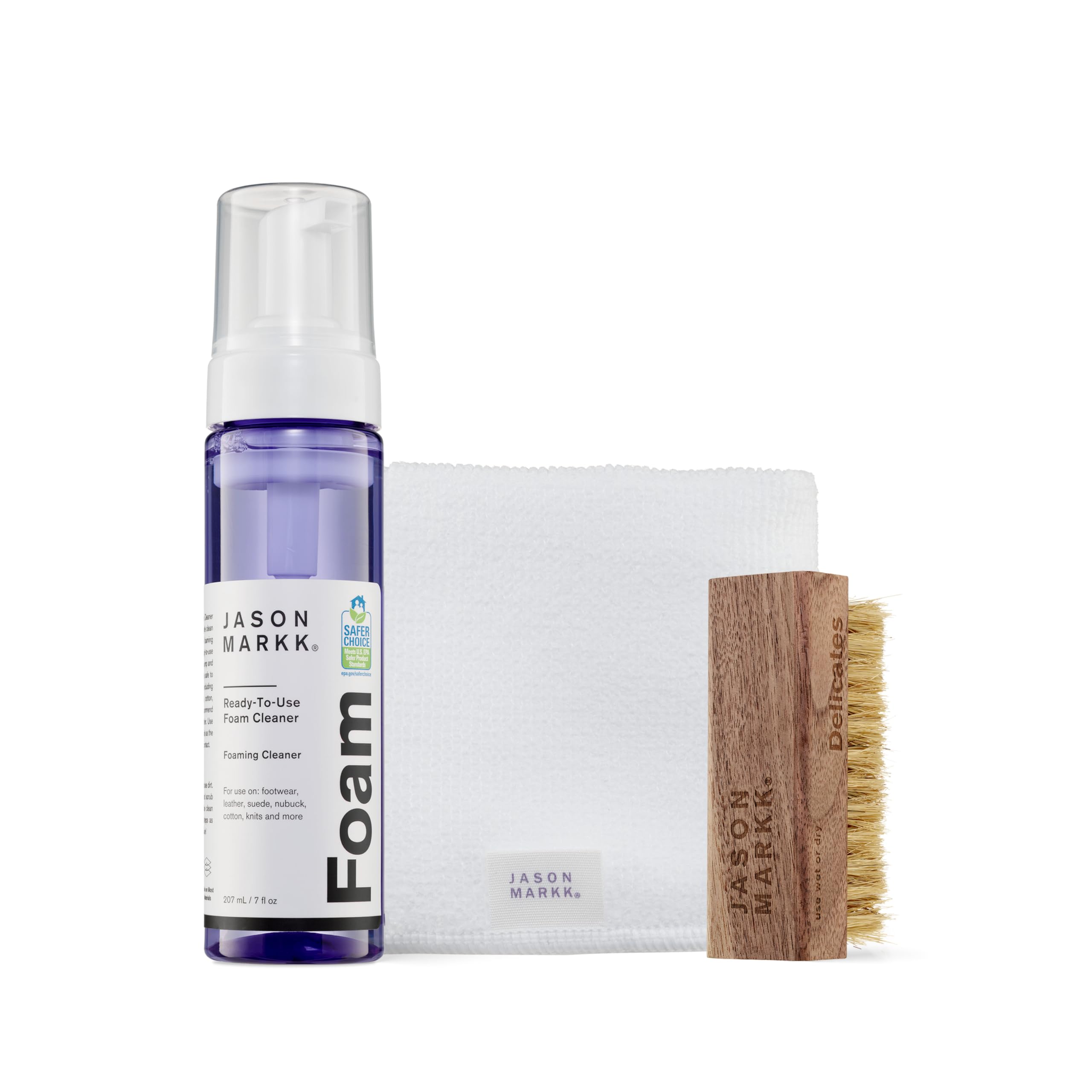 Jason Markk Premium Shoe Cleaning Kit - 3-Pack Ready-to-Use Foam Brushes for Sneakers, Boots & Leather Shoes | Fast Drying & Deep Cleaning Formula | Ideal for Gym Enthusiasts, Travelers & Everyday Shoe Care | Perfect for Athletic Shoes, Work Boots & Luxury Leather Footwear Maintenance