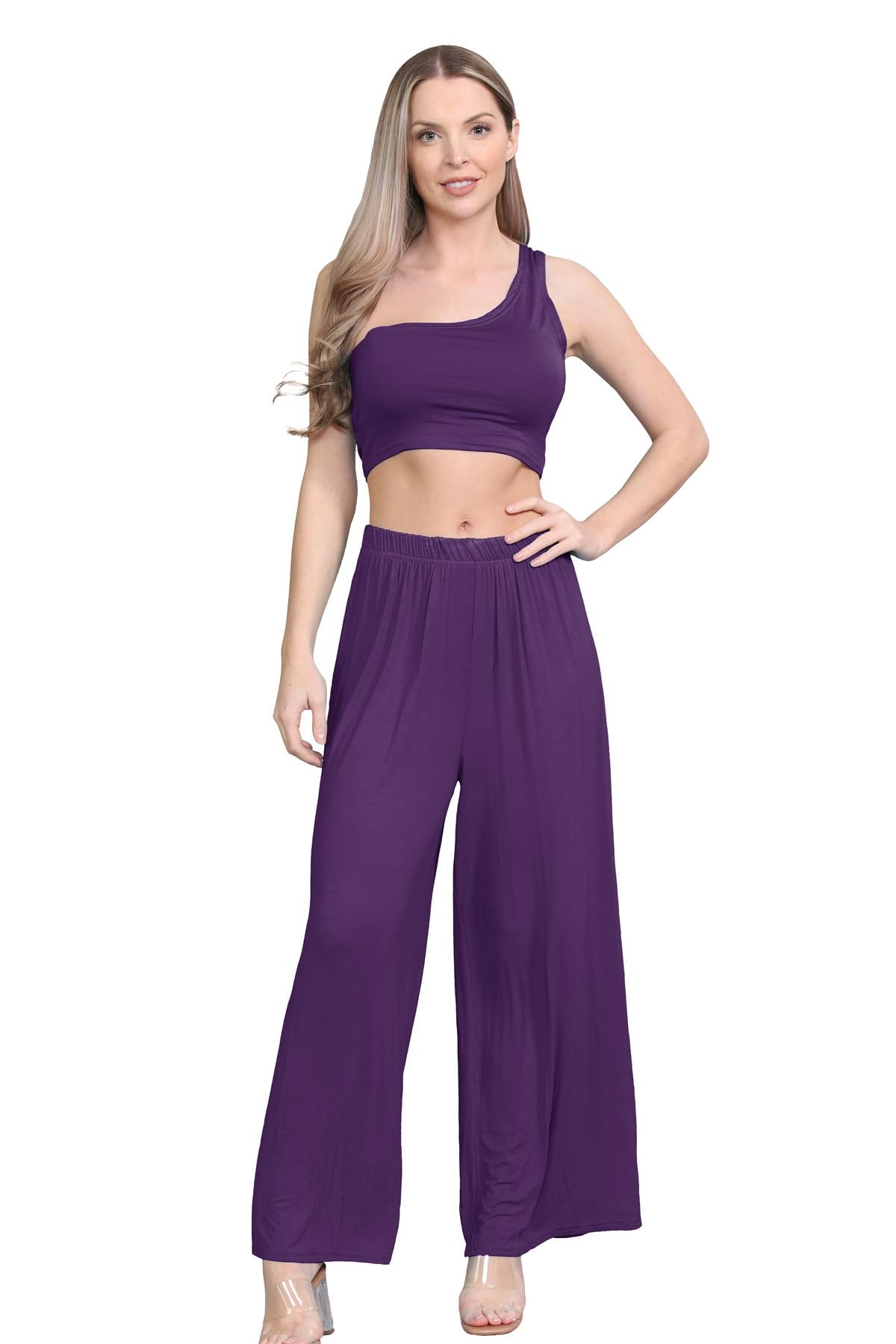Janisramone® Women's Plain Wide Leg Palazzo Pants - Elegant High Waisted Trousers for Women | Comfortable & Versatile Office, Casual & Party Wear