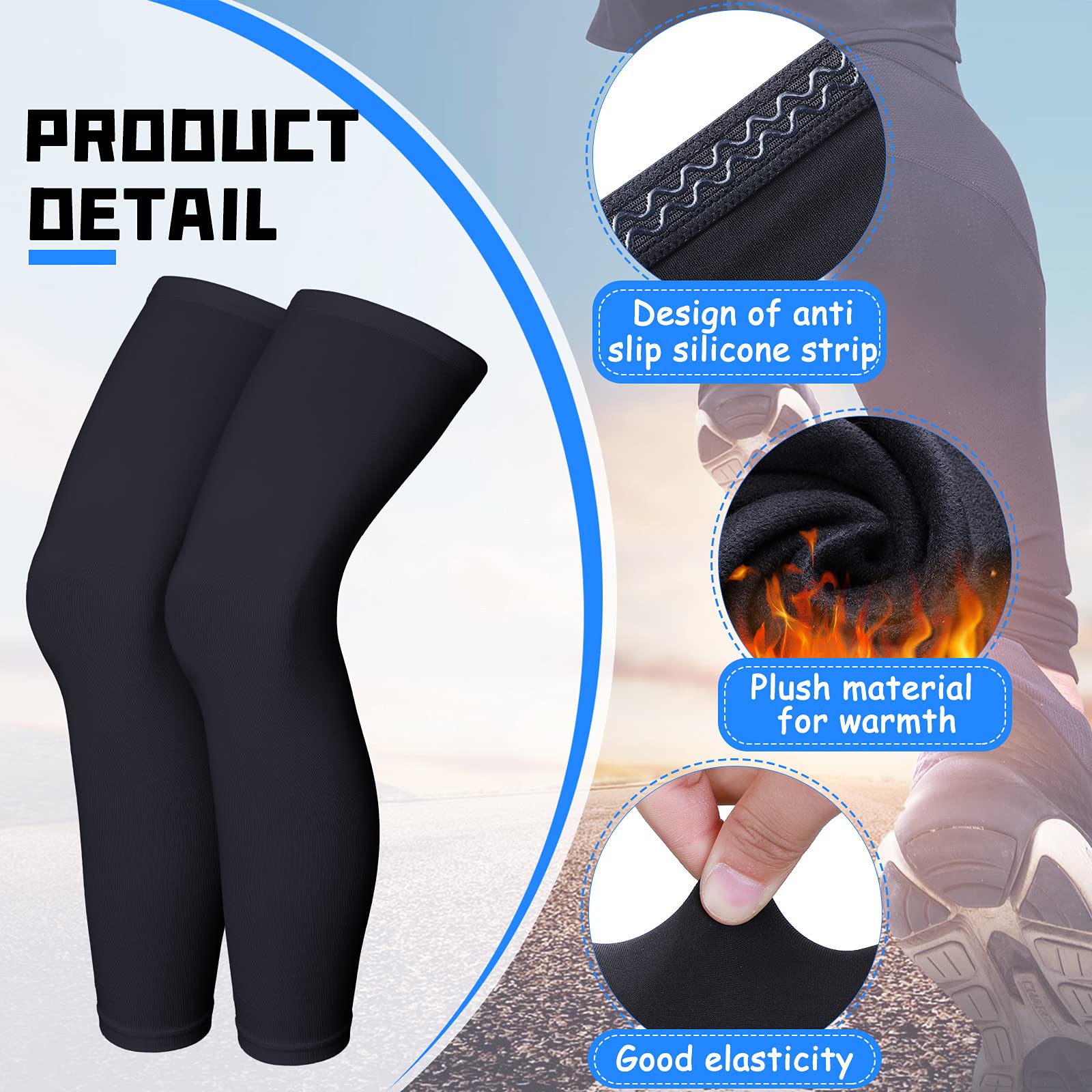 Boyiee 4 Pcs Thermal Arm Warmers for Men & Women - Full Length Cycling Arm Sleeves, Leg Compression Warmers for Outdoor Sports, Running, Biking & Cold Weather Activities