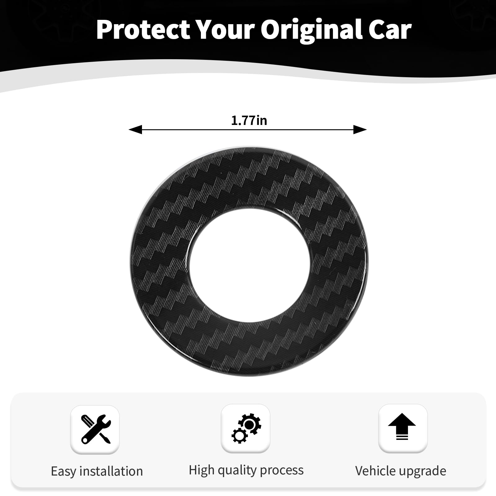 Jeep JL Push Start Stop Button Cover Trim Ring - Carbon Fiber Interior Accessories for Wrangler JL JLU & Gladiator JT (2018-2024) | Upgrade Your Ride's Interior Style & Protection
