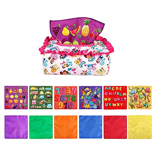 Montessori Sensory Toys for Toddlers - Funny Baby Tissue Box Toy with Rainbow Play Scarves, Preschool Learning Gift for Infants & Kids (Purple) - Perfect for Early Childhood Development & Sensory Play at Home