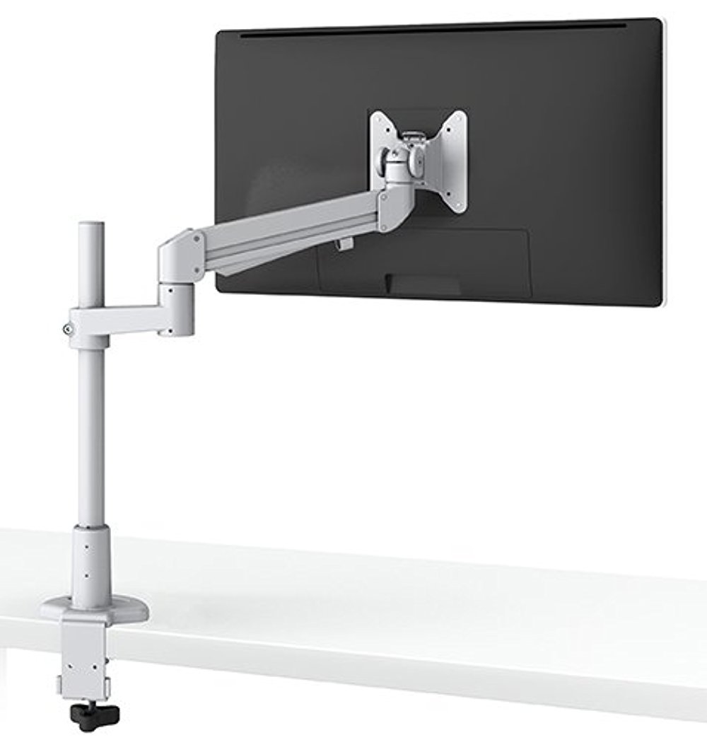 EVOLVE1-M-SLV Single Monitor Arm - Adjustable Desk Mount Stand for 13-32 Inch Screens | Ergonomic VESA 75x75/100x100 | Home Office & Gaming Setup Accessory