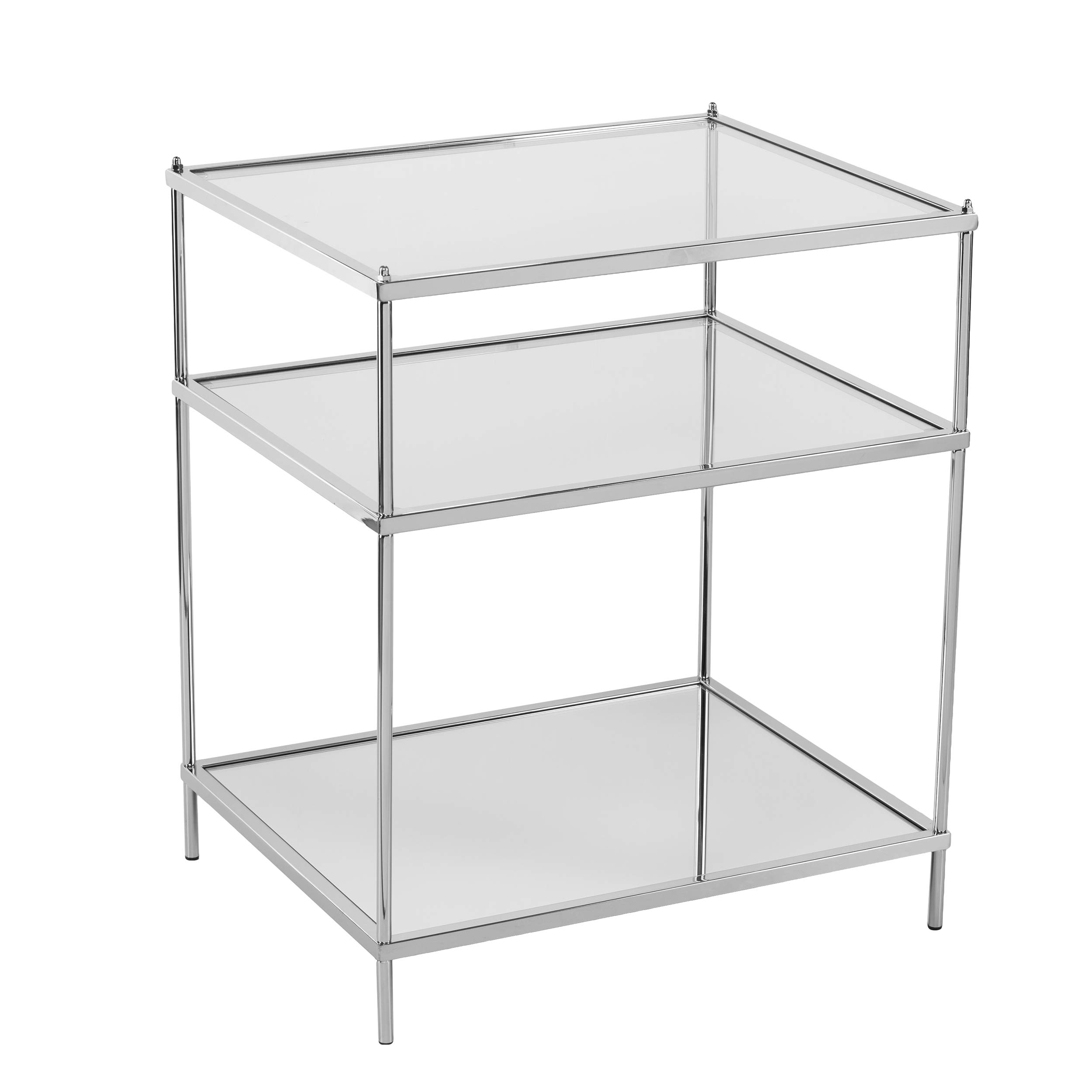 SEI Furniture Knox Glam Mirrored Side Table - Chrome Finish - Elegant Nightstand for Bedroom, Living Room, or Entryway Decor