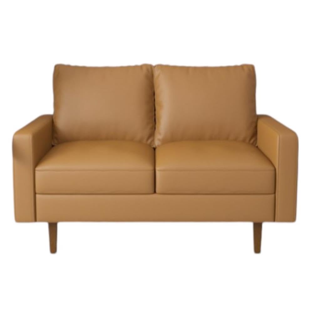Aneley Brown Faux Leather Loveseat for Living Room - Stylish & Comfortable Small Sofa for Couples, Apartments, and Cozy Spaces