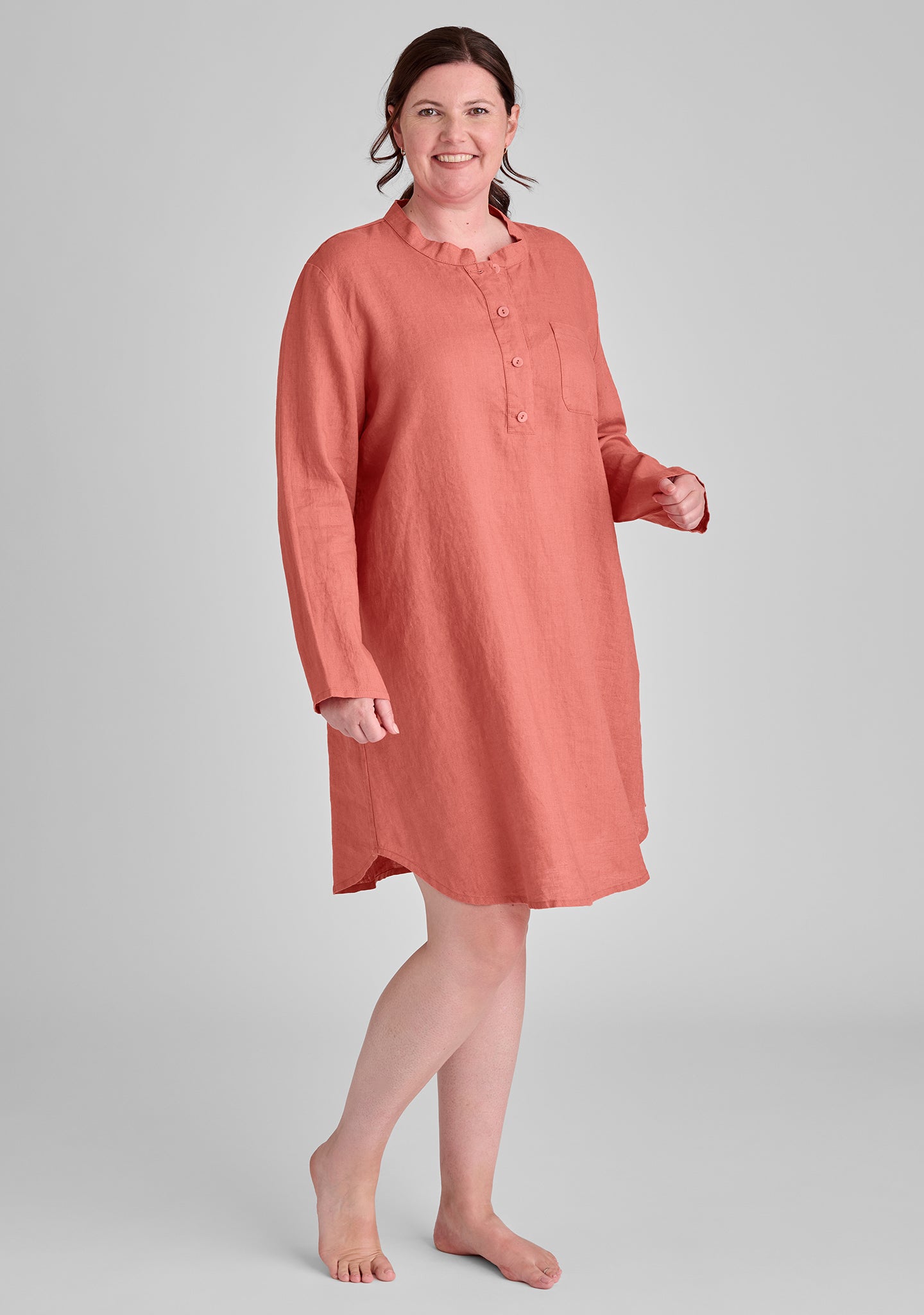 Comfortable Linen Nightshirt Dress for Women - Soft & Breathable Sleepwear - Perfect for Lounge, Travel & Summer Nights - FINAL SALE