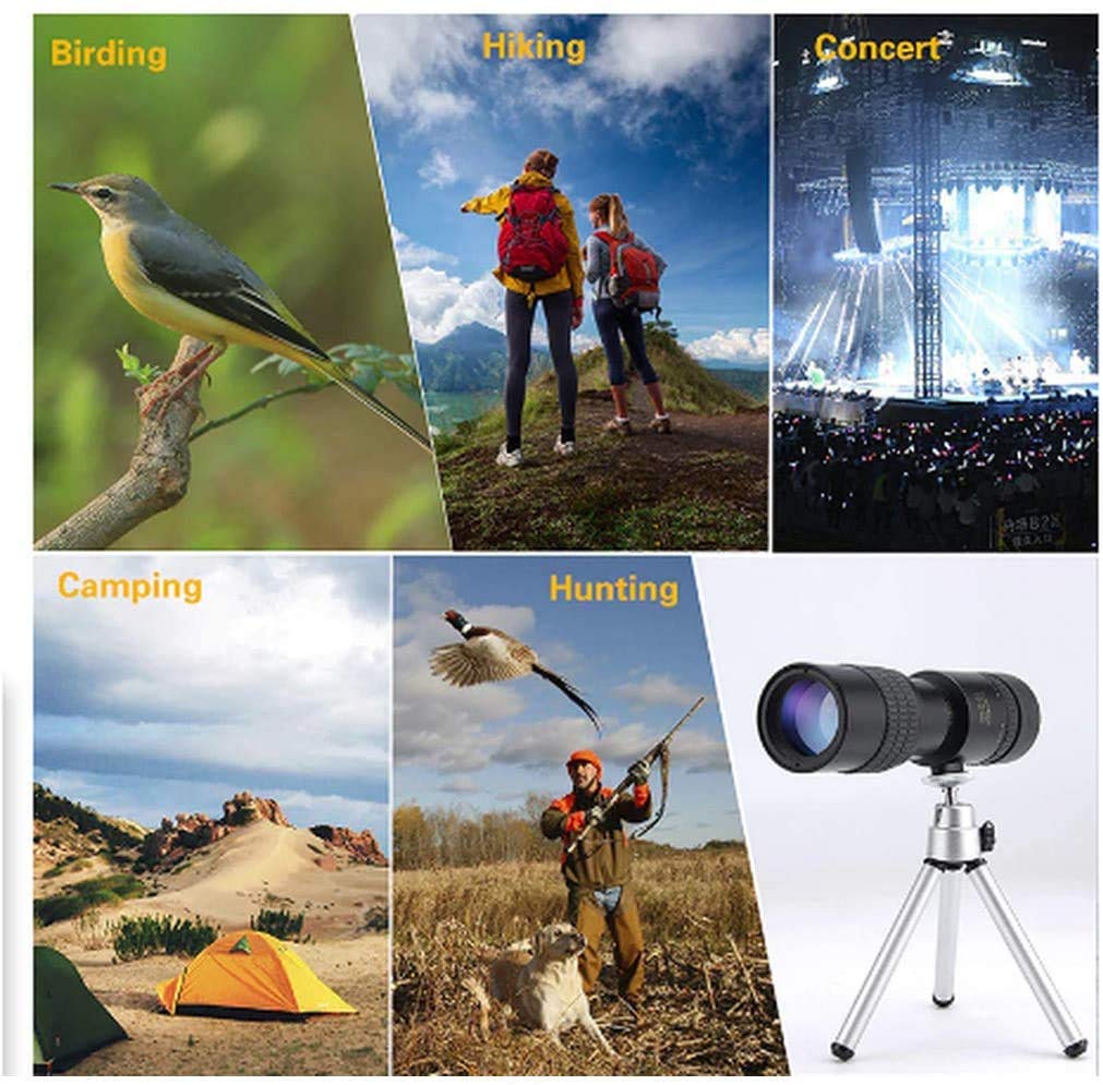 4K 10-300X40mm Monocular Telescope with Smartphone Adapter & Tripod - High Power Zoom, Waterproof for Bird Watching, Hunting, Travel & Outdoor Adventures - Perfect for Adults & Nature Enthusiasts