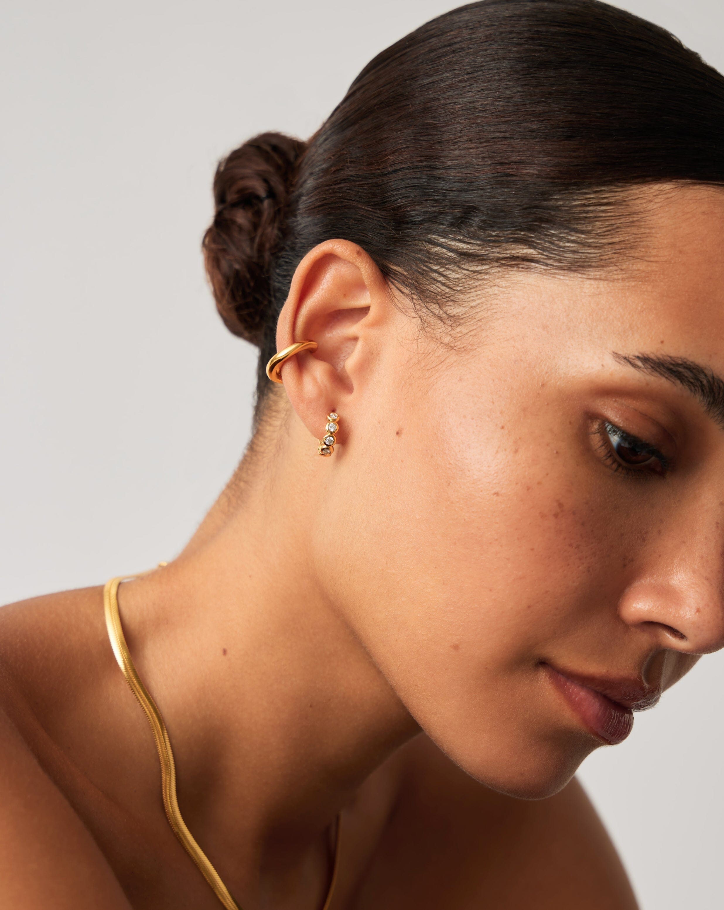 18k Gold Vermeil Cubic Zirconia Tennis Small Hoop Earrings for Women - Elegant Everyday Jewelry for Work, Date Night & Special Occasions