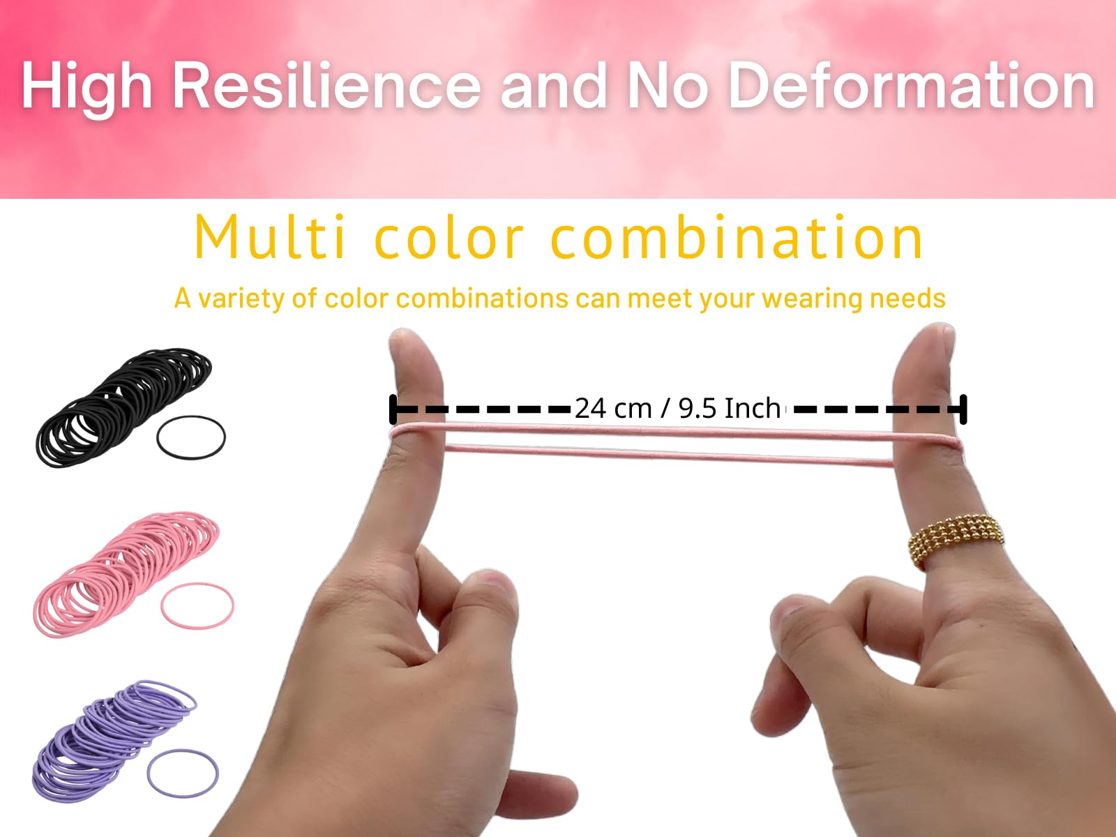 DS. DISTINCTIVE STYLE 50-Pack 2.5mm Elastic Hair Bands - Soft Ponytail Holders for Women & Girls (Pink) | Perfect for School, Workout, Yoga & Daily Styling