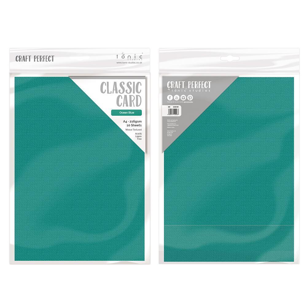 Premium Classic Ocean Blue Woven Texture A4 Cardstock (10/PK) - Ideal for Scrapbooking, Invitations & DIY Craft Projects