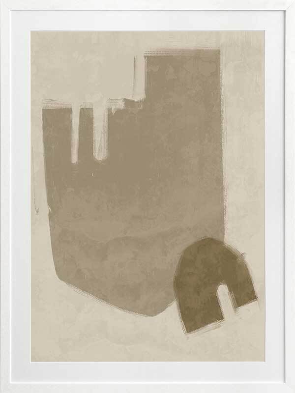Blasé Light Brown Framed Art Print - Modern Wall Decor for Living Room, Bedroom & Office - Ready to Hang Canvas Painting