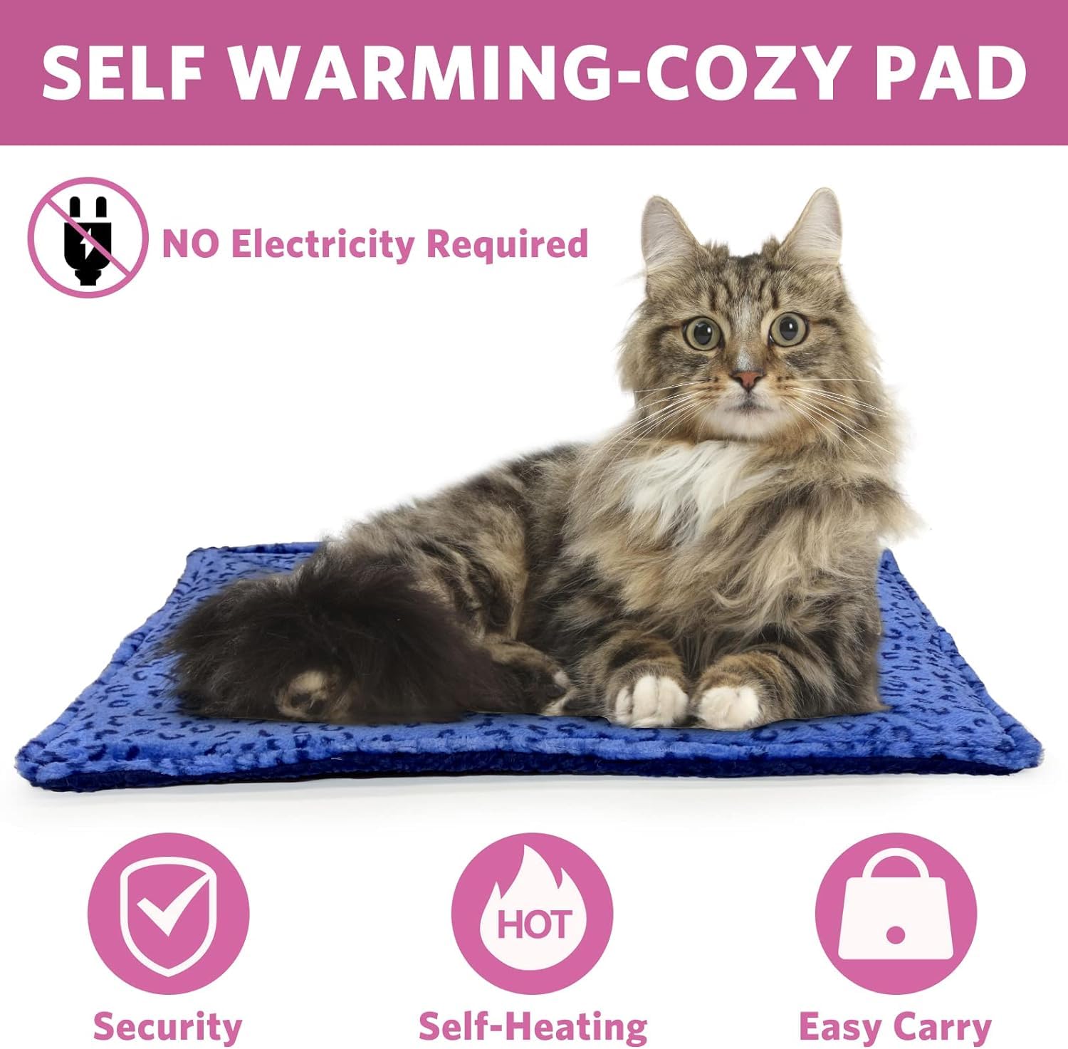 MARUNDA Self-Warming Cat Bed - Super Soft Dog Bed & Crate Blanket with Thermal Heating Pad | Cozy Pet Mat for Winter, Indoor Use & Cold Weather Comfort