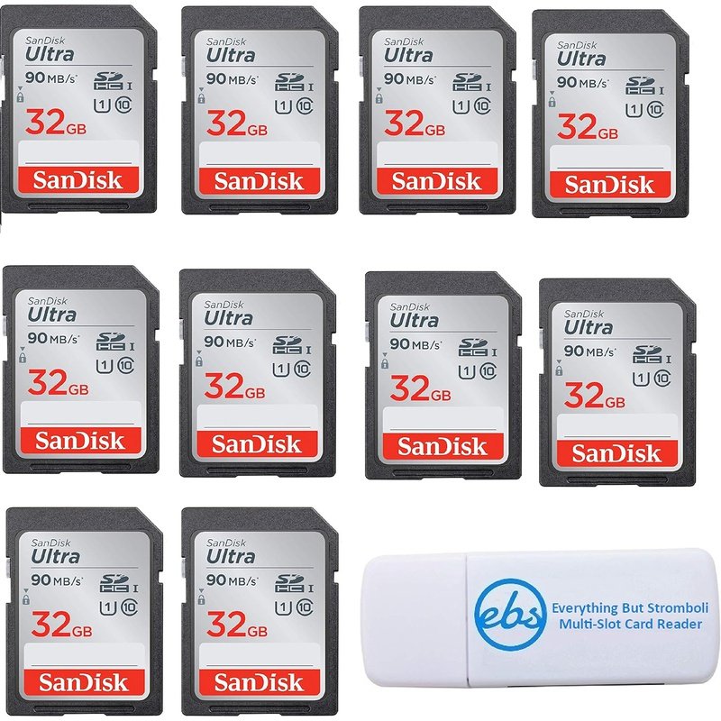 SanDisk Ultra SD Memory Cards 16GB 32GB 64GB 128GB 10-Pack - High Speed Storage for Digital Cameras, Drones & Action Cameras