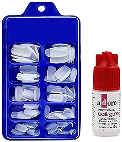 SL-Artificial Nails with Glue - 10 Different Sizes Fake Nails for Girls, Natural Look Press-On Nails - Perfect for Parties, Weddings, and Daily Wear