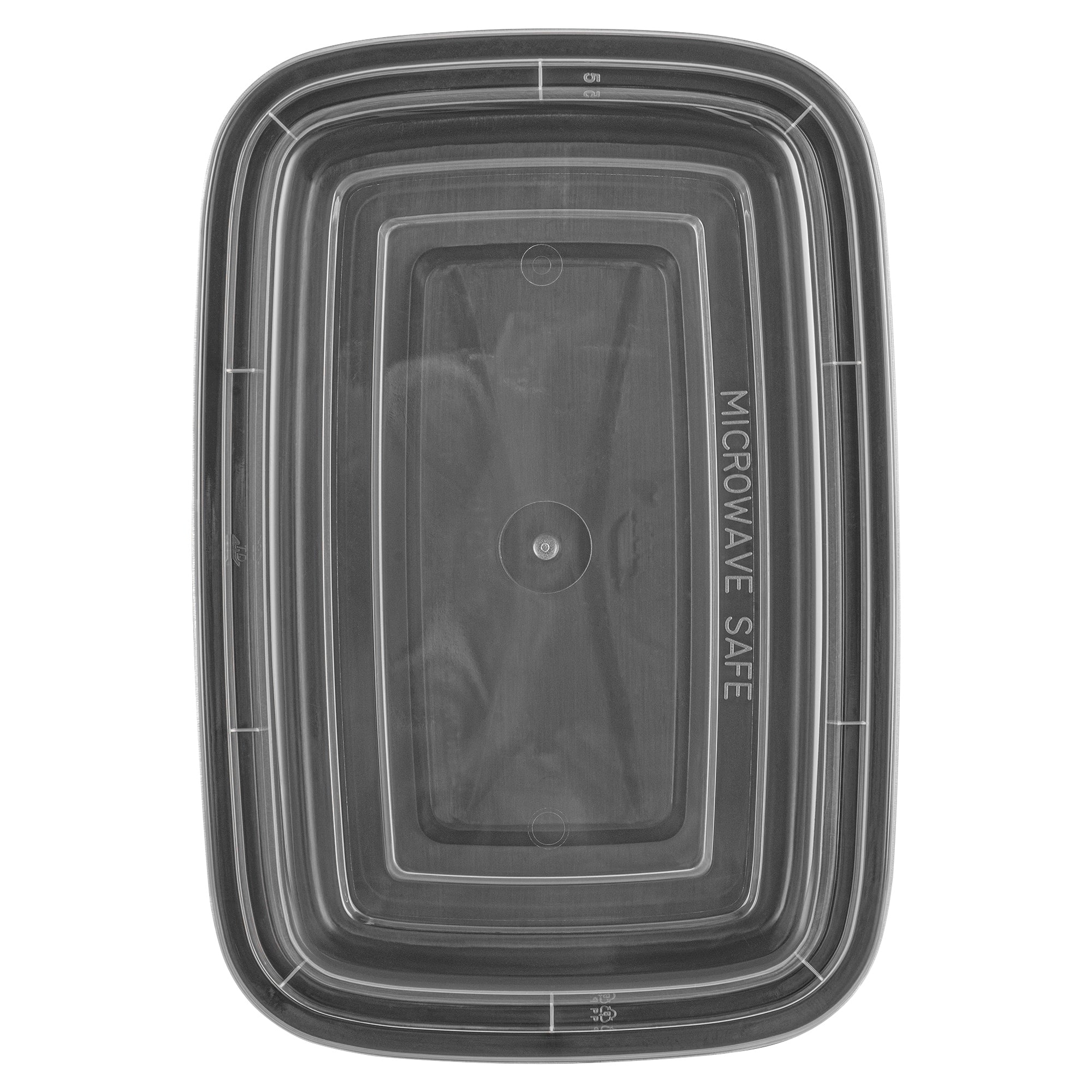16 oz Black Rectangle Plastic Food Storage Container with Clear Lid - Microwave Safe (7.75