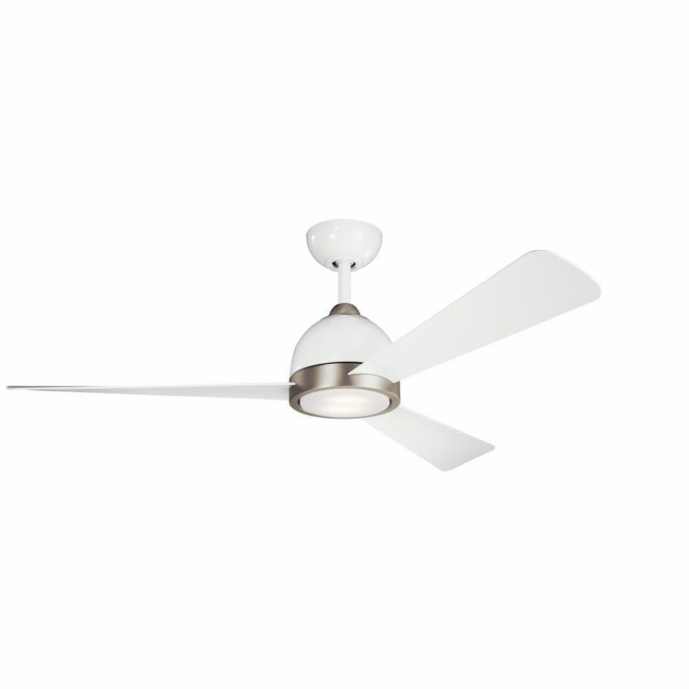 56 Inch White Contemporary Ceiling Fan with Light Kit - 13.75