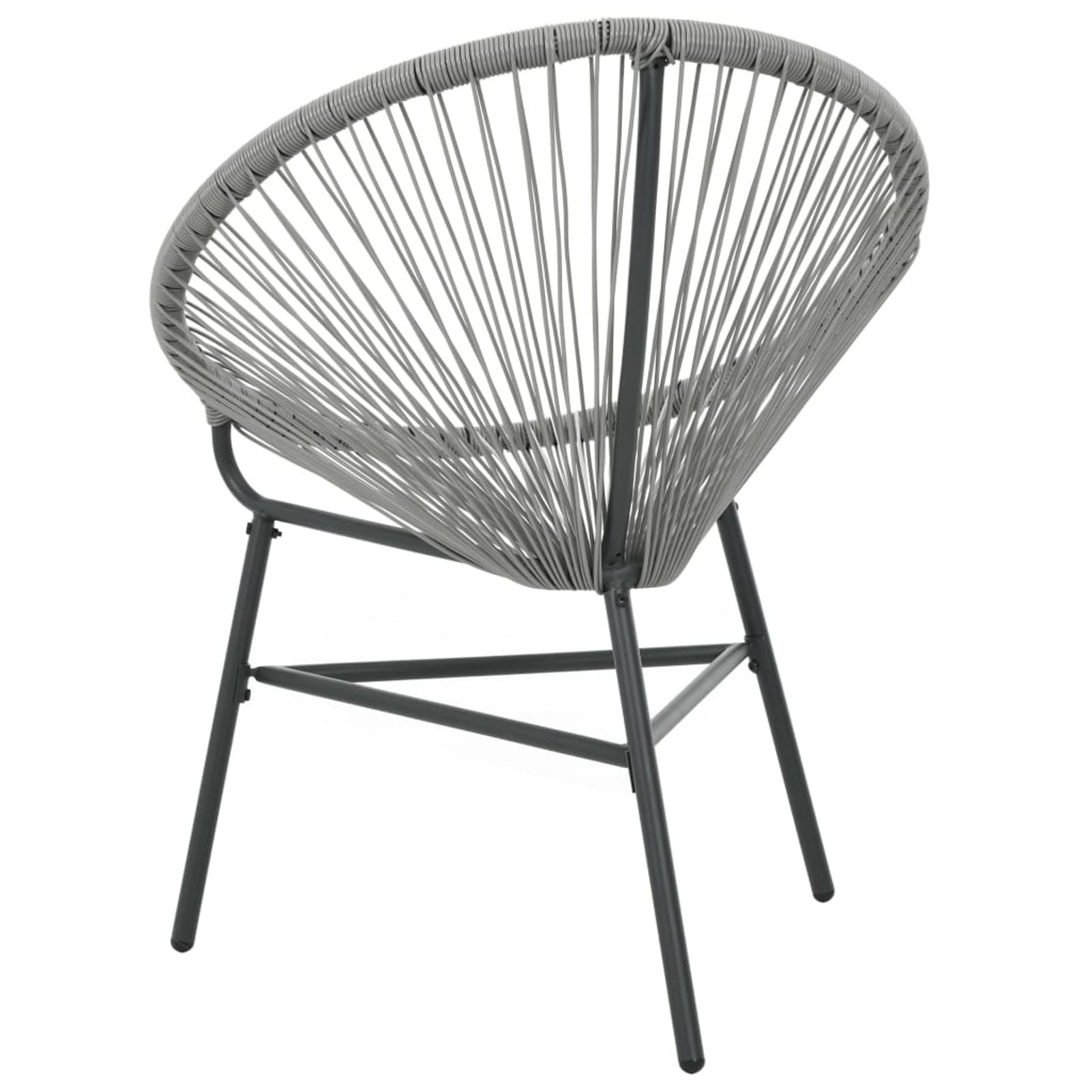 Stackable Outdoor Patio Chairs - Lightweight Poly Rattan Moon Chairs with Side Table (Set of 2, Gray) for Garden, Poolside, and Balcony Relaxation
