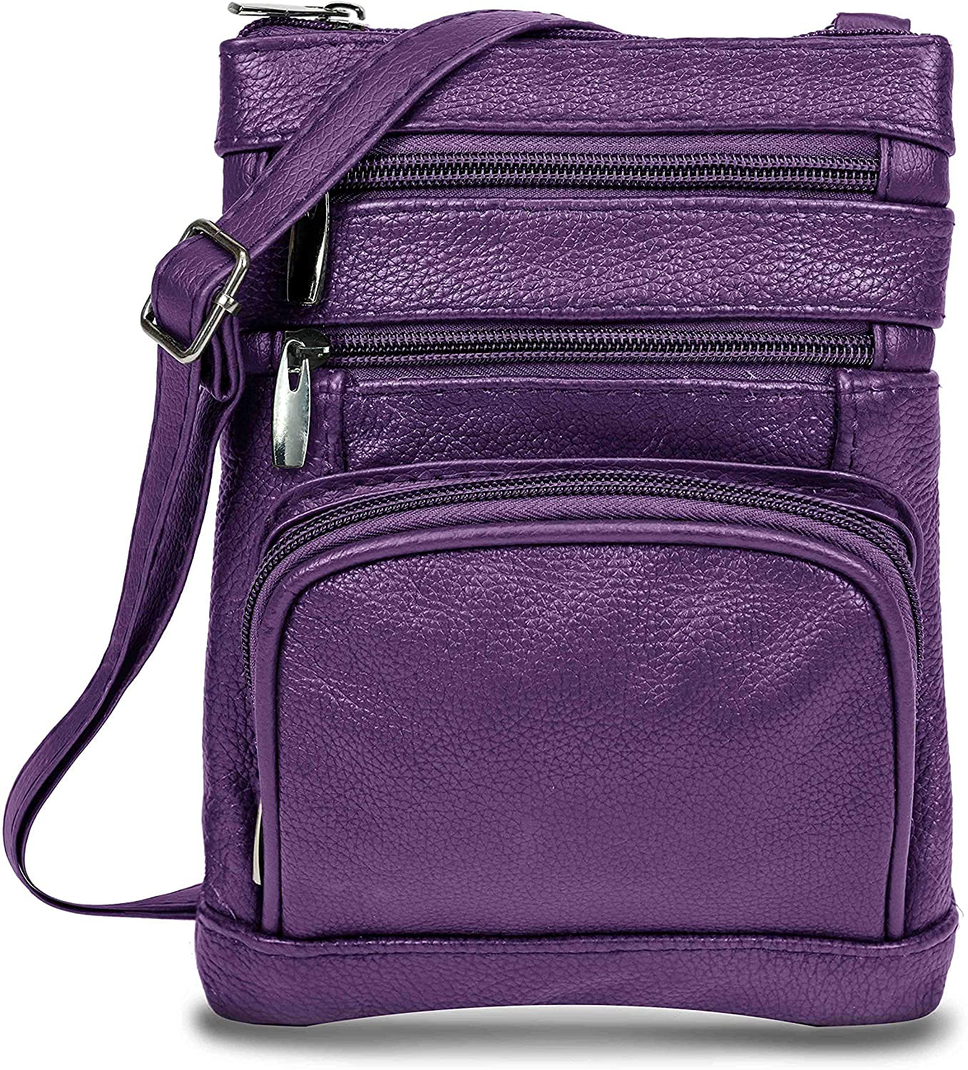 Krediz Genuine Leather Crossbody Bags for Women - Adjustable Strap Multi-Pocket Shoulder Purse, Soft & Durable Handbag for Daily Use, Travel, Shopping & Work